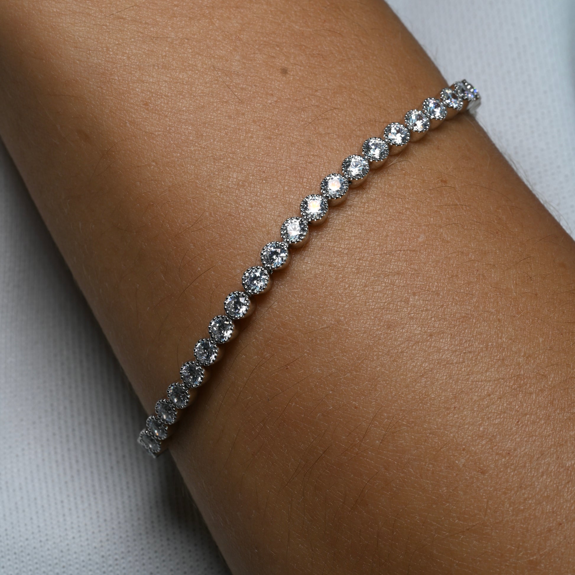 AMNA Bracelet | 3mm width - 6.5 inches length | Zirconia (Casting)