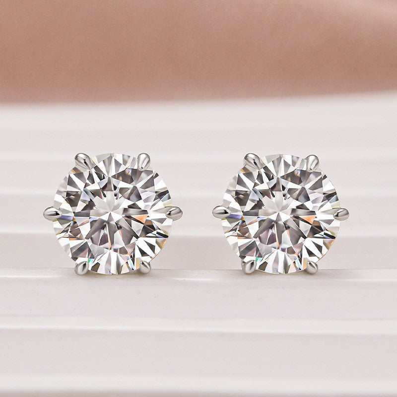 SARAH Moissanite Earrings 5ct - Round Shape | Moissanite