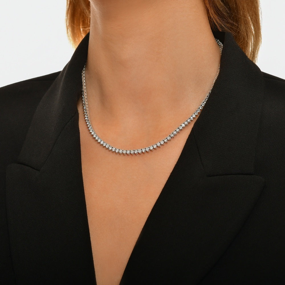 DUA Tennis Necklace 3mm width - 16 inches length | Zirconia (Casting)