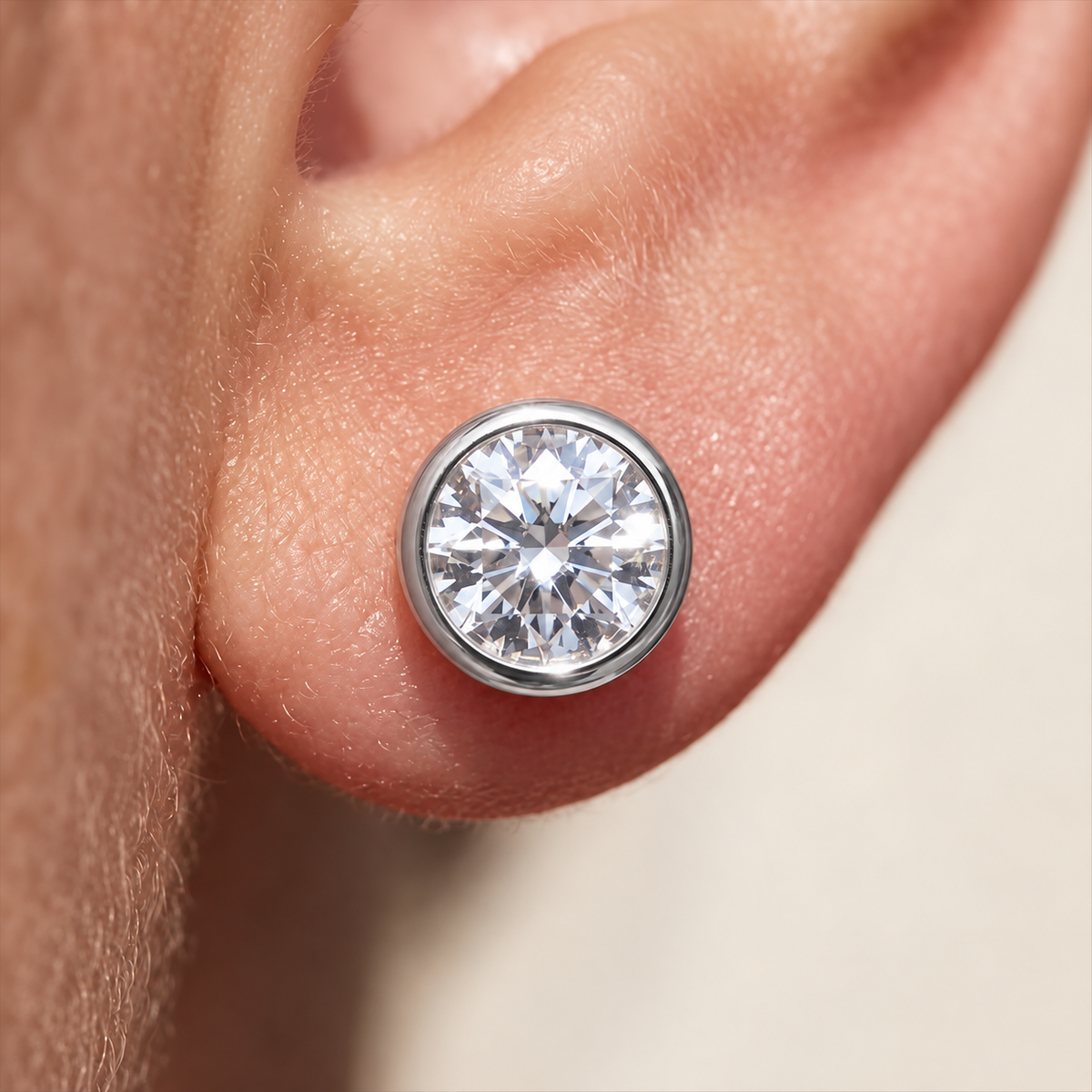 SIENNA Round Cut Moissanite Stud Earrings – 1 Carat Each (6.5mm)