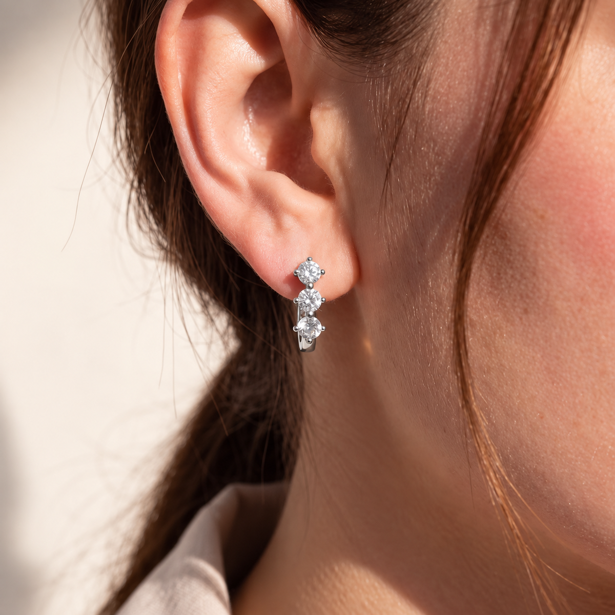 HADARA Round Cut Moissanite Stud Earrings – 0.1 Carat Each (3mm)