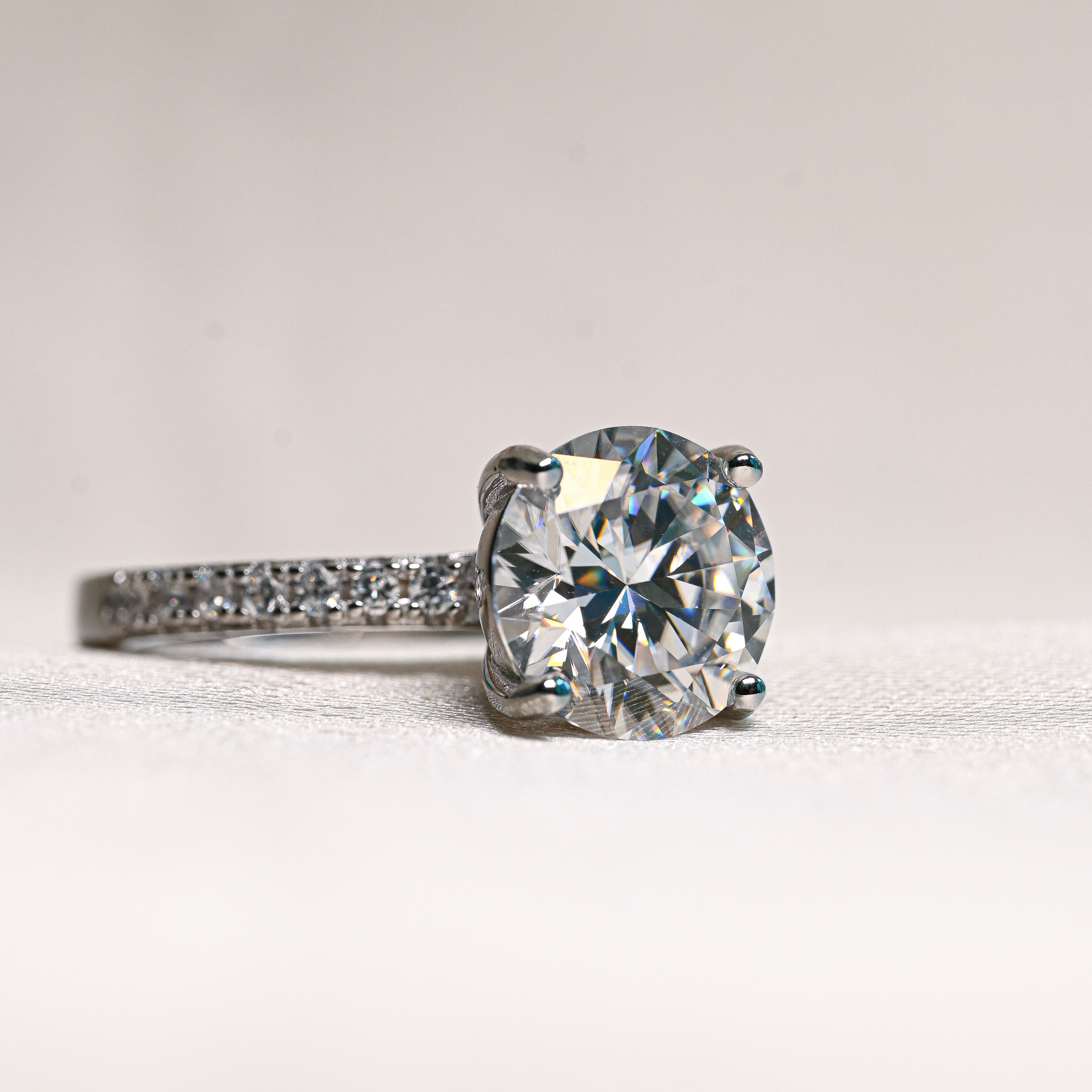 MILA 3 Carat Round Brilliant Moissanite Ring in Sterling Silver