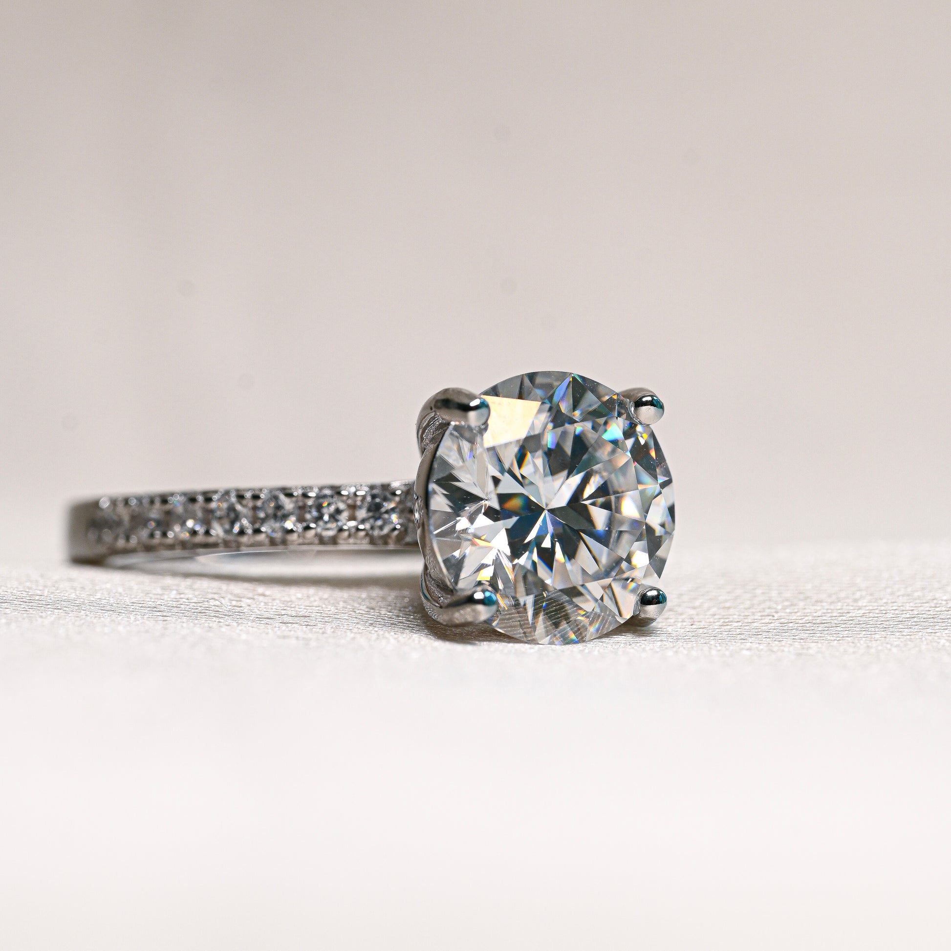 MILA 3 Carat Round Brilliant Moissanite Ring in Sterling Silver