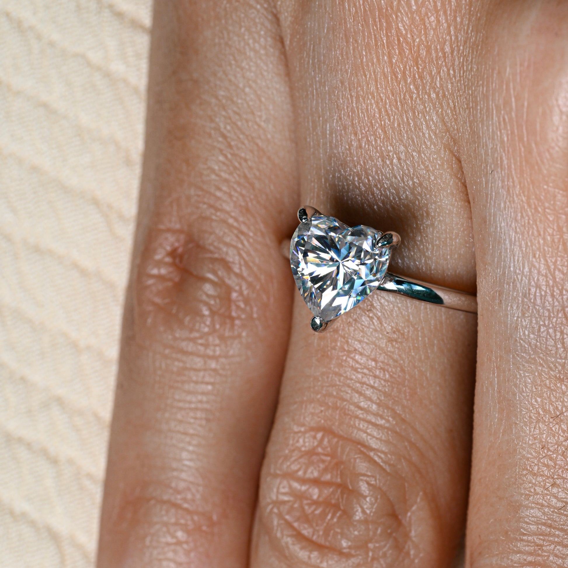 HEART 2 Carat Heart-cut Moissanite Ring in Sterling Silver