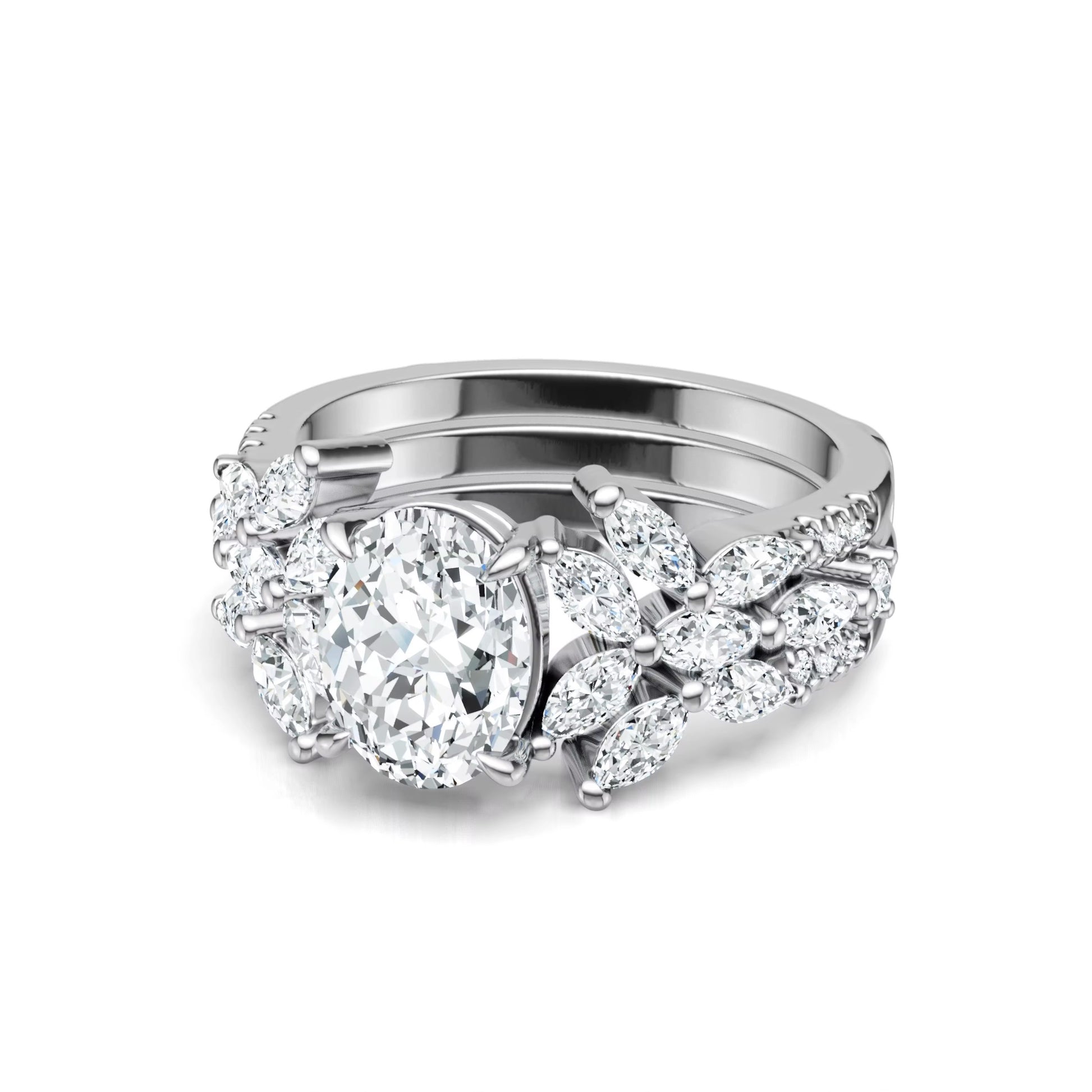 LUCKY 2 Carat Oval Moissanite Ring Set in Sterling Silver