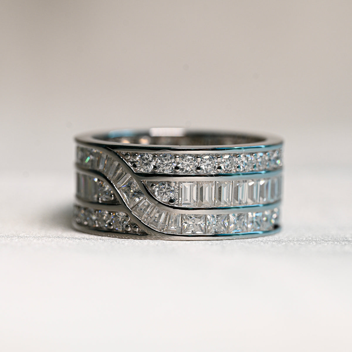 BLAKELY Full Mix-Stones Moissanite Band in Sterling Silver