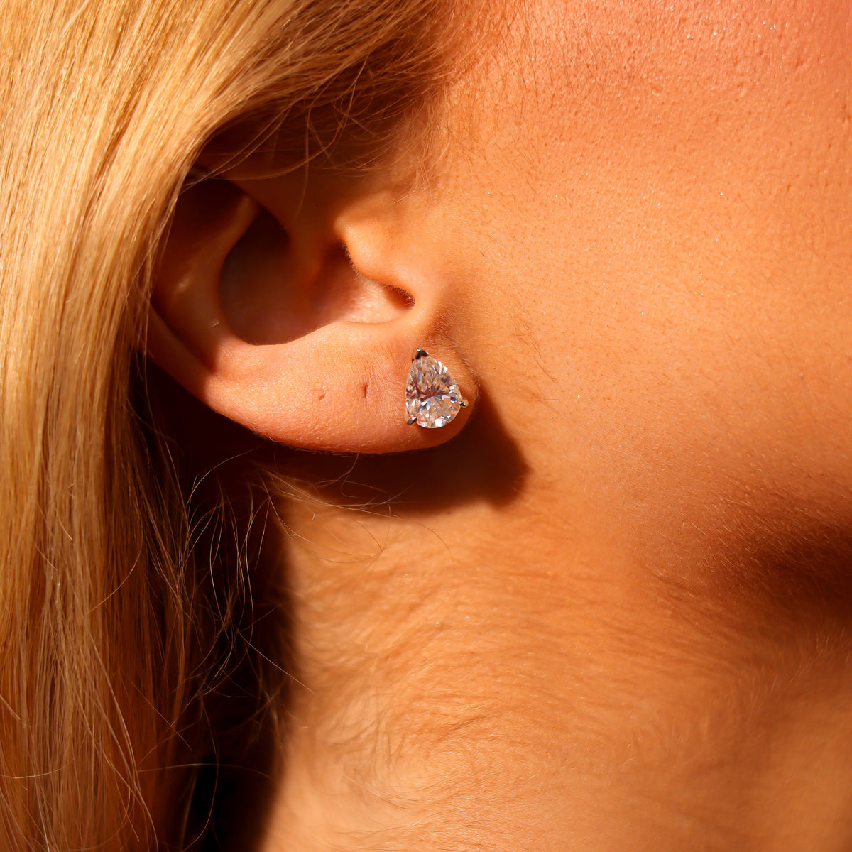 ALINE Pear Cut Moissanite Stud Earrings – 2 Carat Each