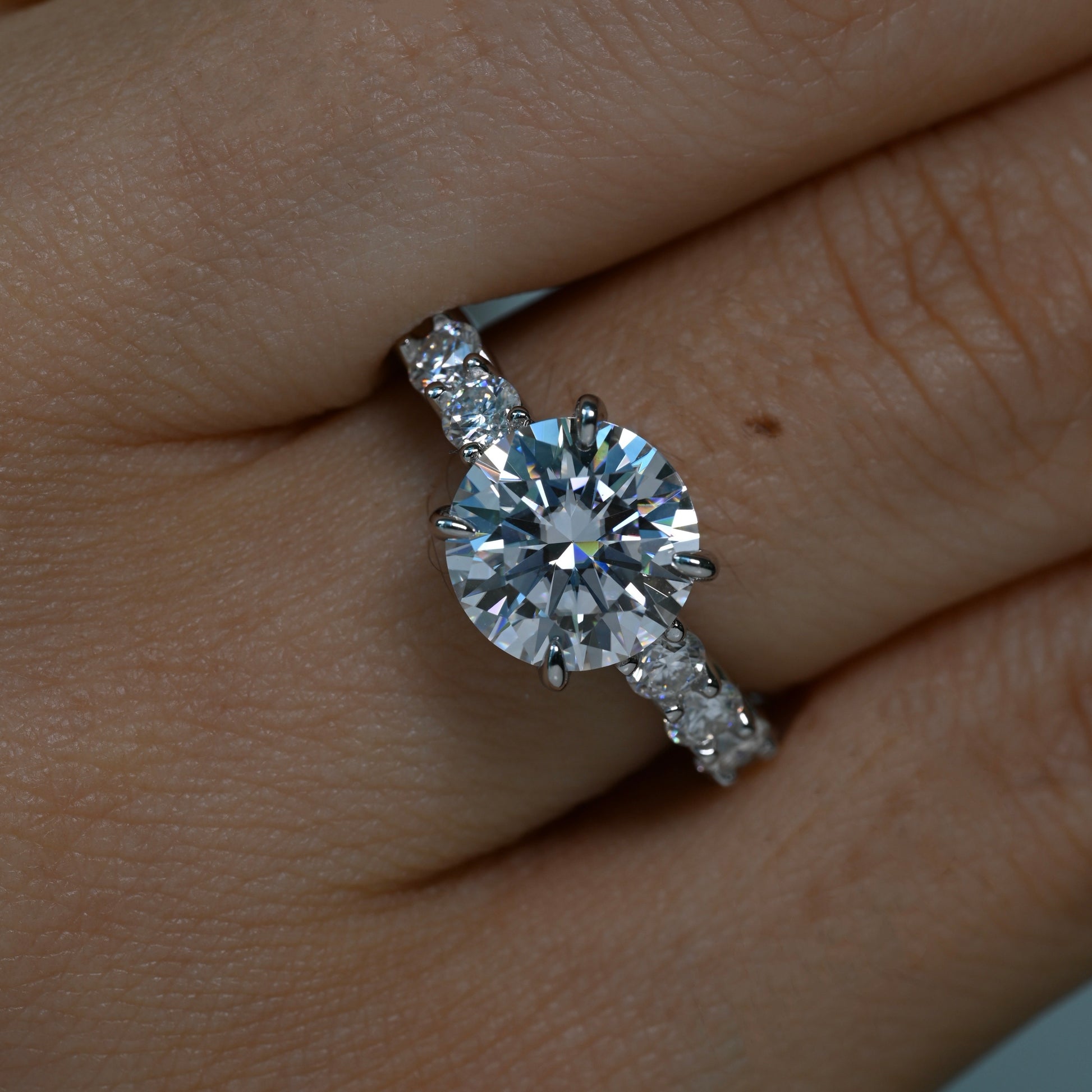 YASMEEN 3 Carat Round Brilliant Moissanite Ring in Sterling Silver