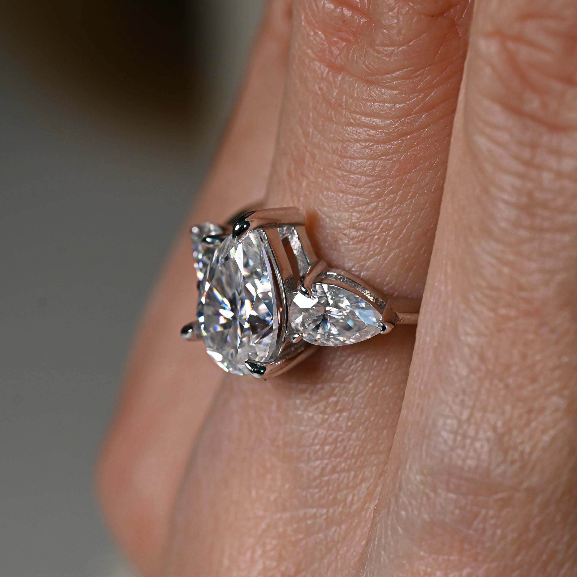 NAIMA 2 Carat Pear-Cut Moissanite Ring in Sterling Silver