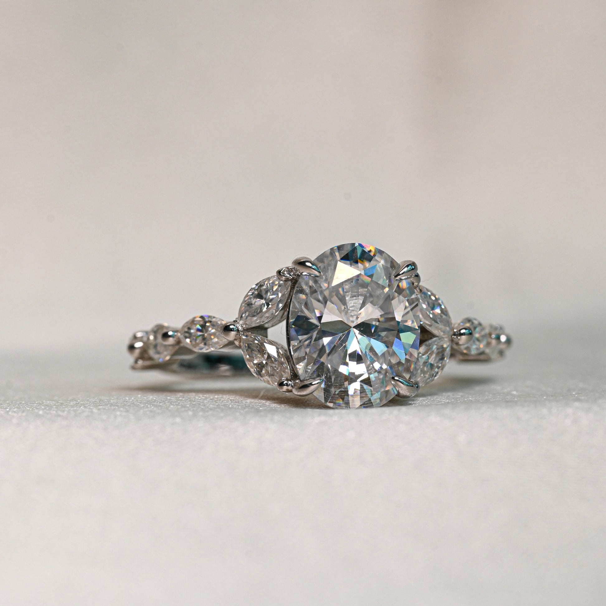 LUCKY 2 Carat Oval Moissanite Ring Set in Sterling Silver