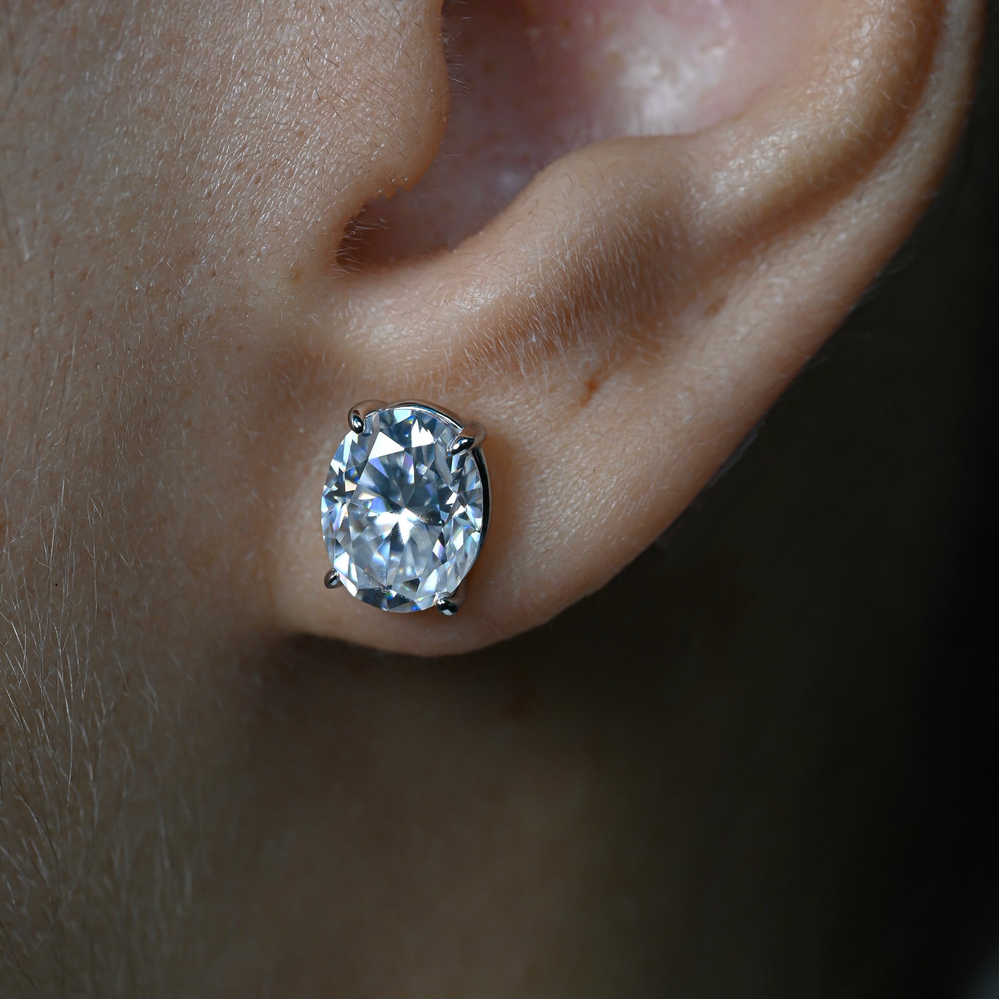 LIANARA Oval Cut Moissanite Stud Earrings – 2 Carat Each