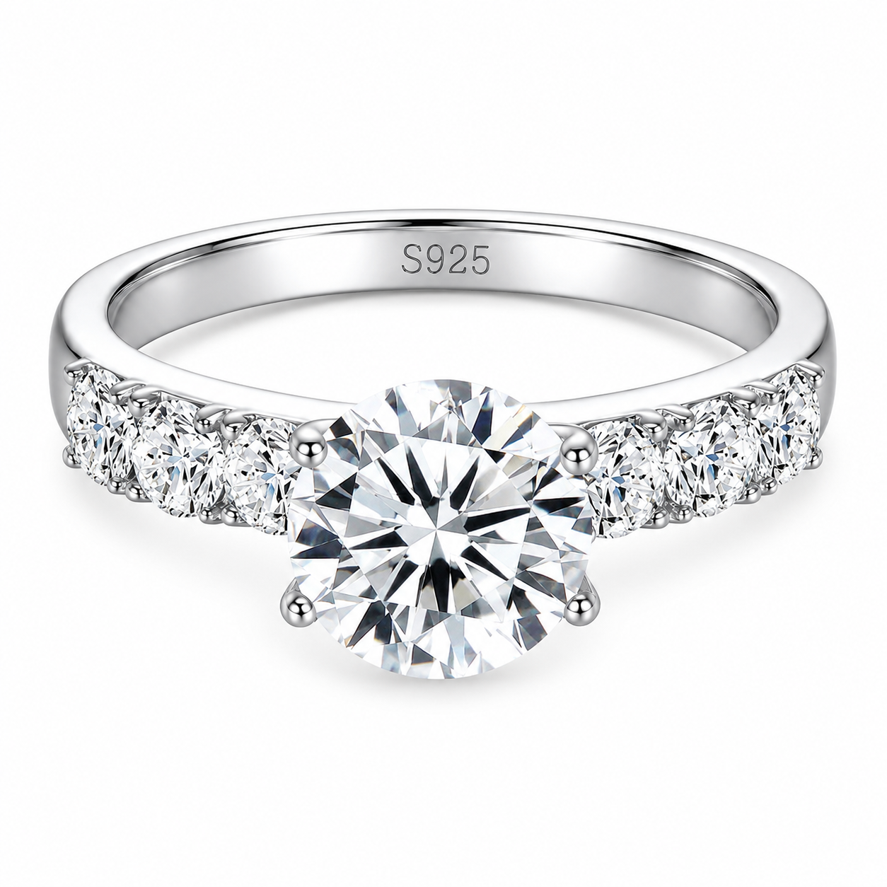 HEBA 2 Carat Round-cut Moissanite Ring in Sterling Silver
