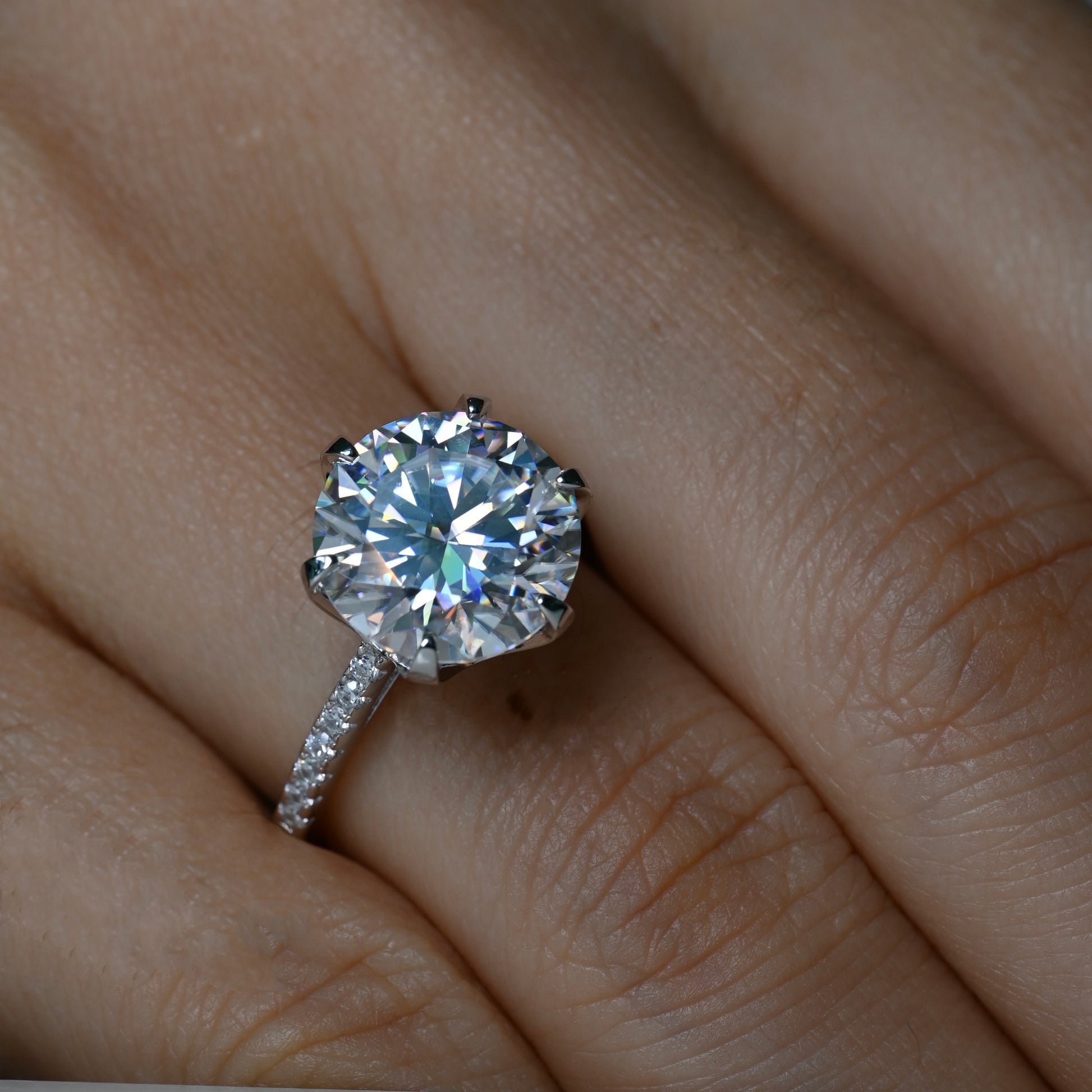 ANGELICA 5 Carat Round Brilliant Moissanite Ring in Sterling Silver