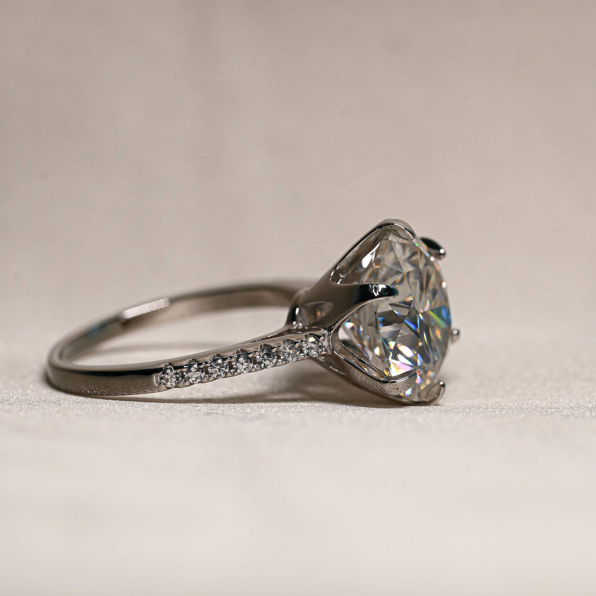 ANGELICA 5 Carat Round Brilliant Moissanite Ring in Sterling Silver