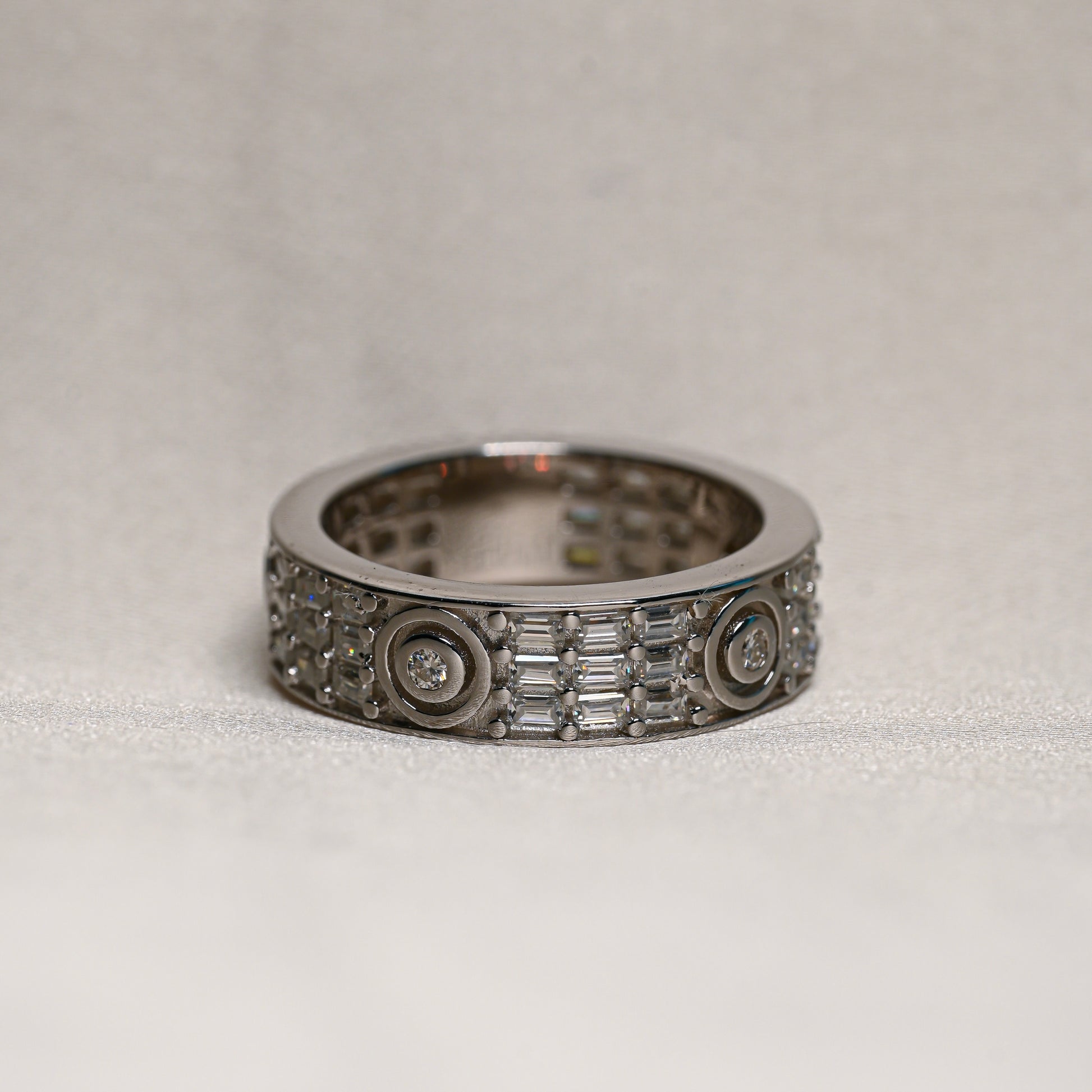MYZA 9.48ct Emerald-Cut, Round-Cut Moissanite Band in Sterling Silver