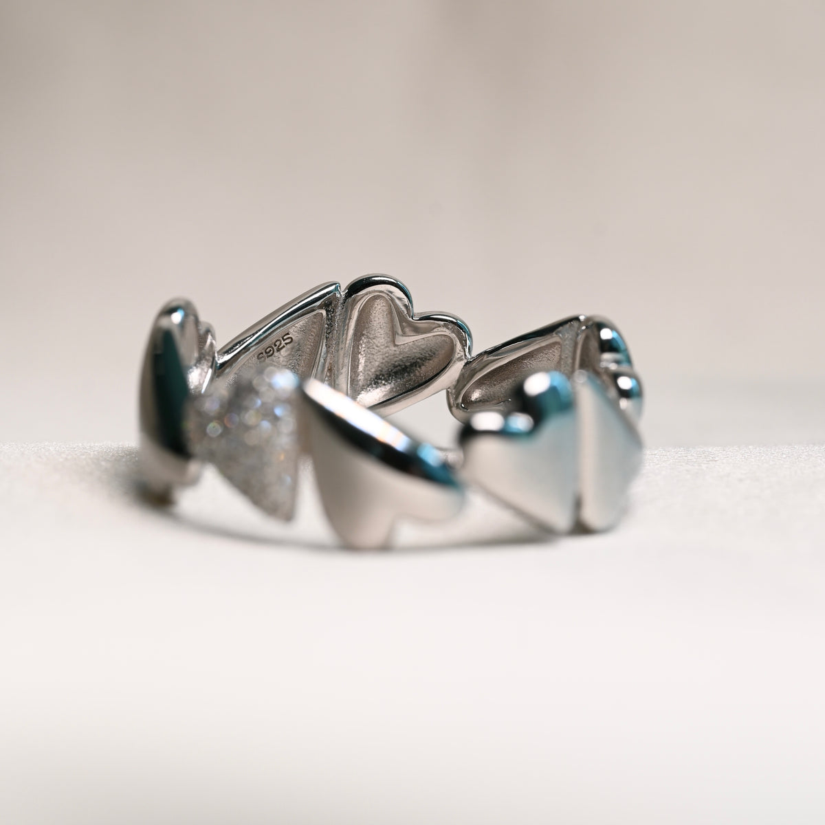GIA 0.008 ct (1.2mm) Round Cut  Moissanite Band in Sterling Silver