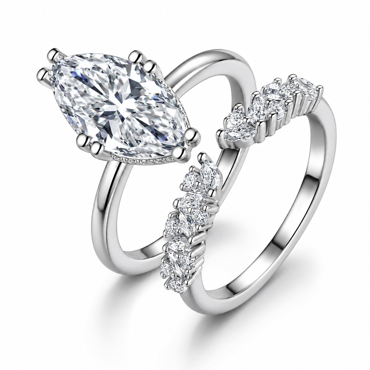 GRACE 3 Carat Marquise Cut Moissanite Ring set in Sterling Silver