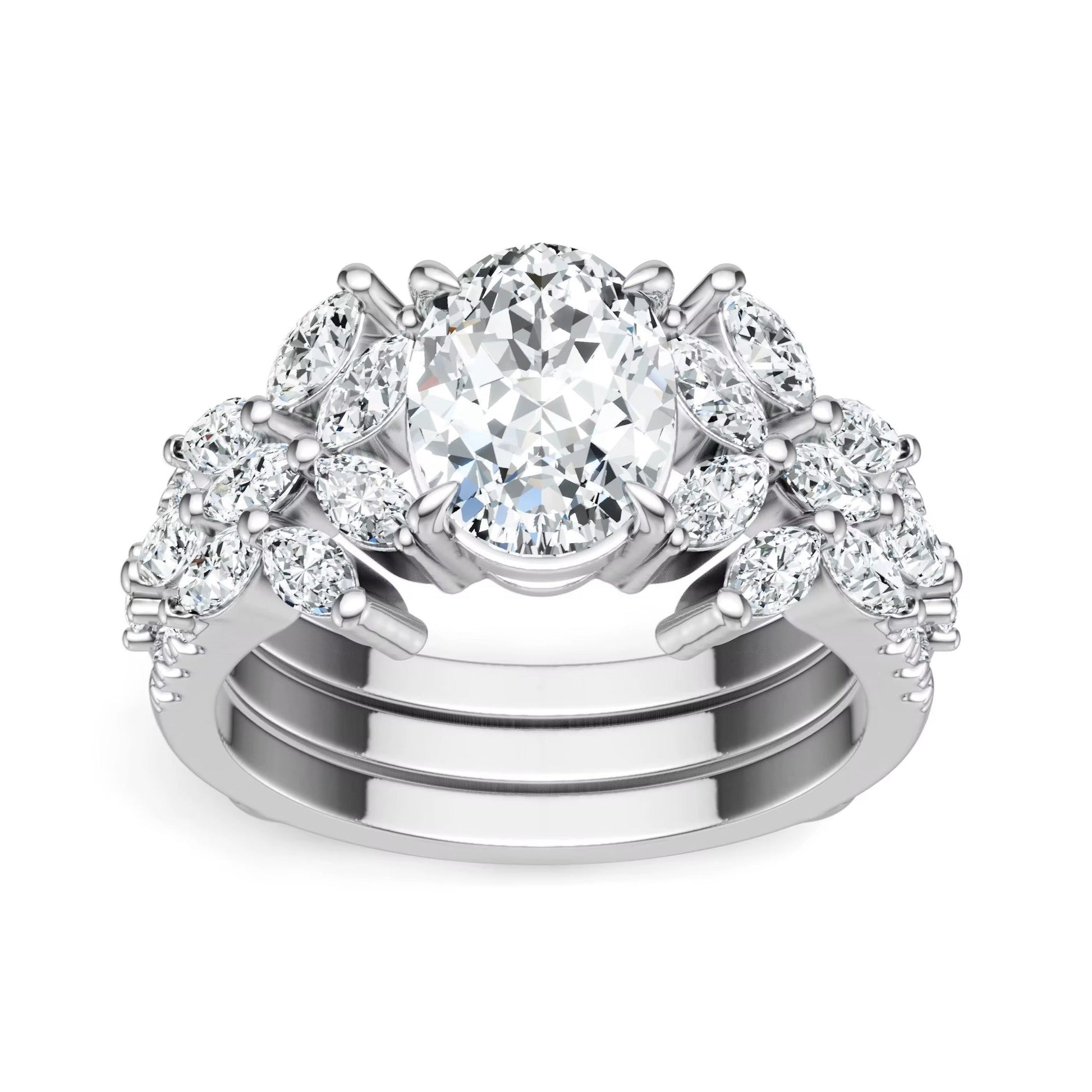 LUCKY 2 Carat Oval Moissanite Ring Set in Sterling Silver