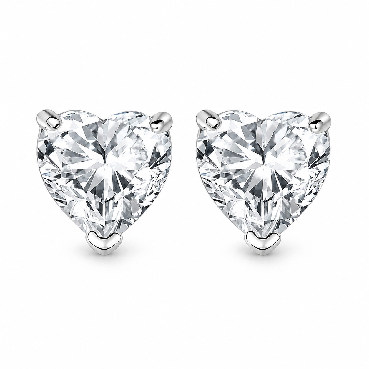 MAITHA Heart Cut Moissanite Stud Earrings – 4 Carat Each (10mm)