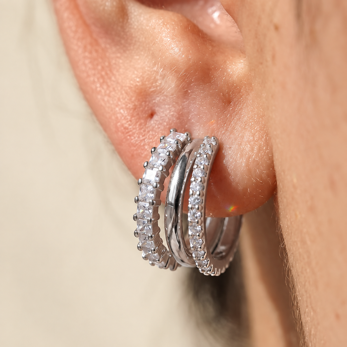 ESTELLE Princess & Round Cut Moissanite Stud Earrings