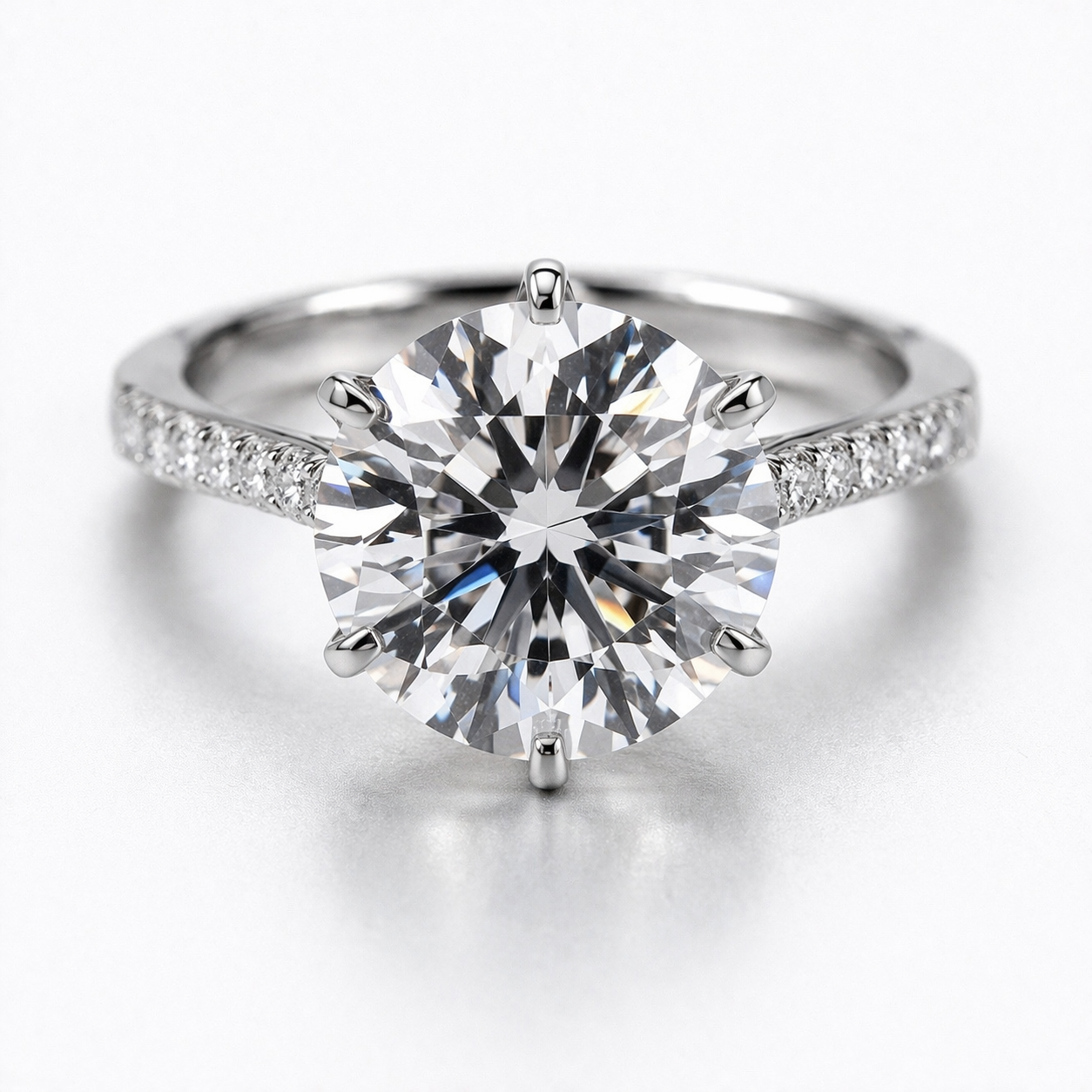 ANGELICA 5 Carat Round Brilliant Moissanite Ring in Sterling Silver