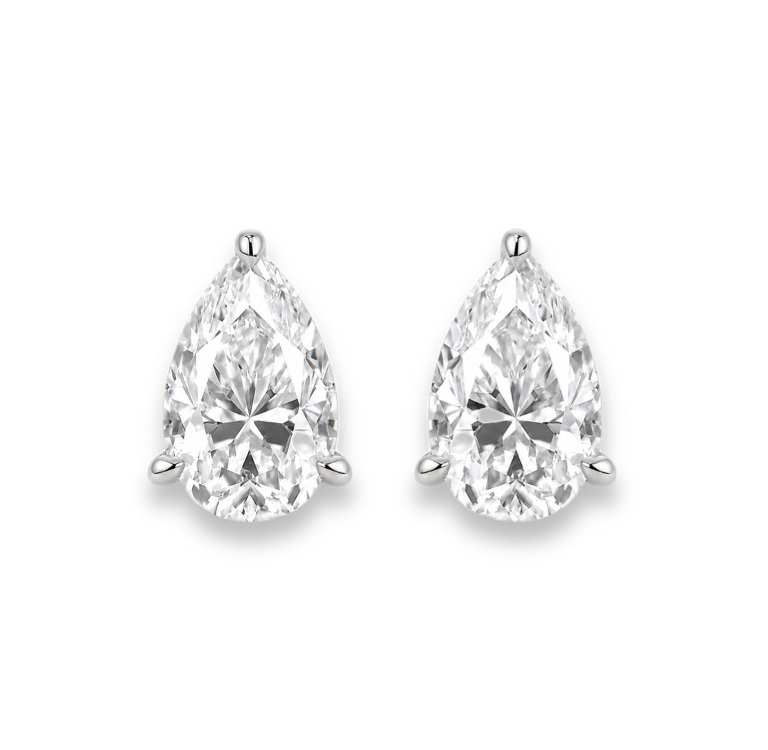 ALINE Pear Cut Moissanite Stud Earrings – 2 Carat Each