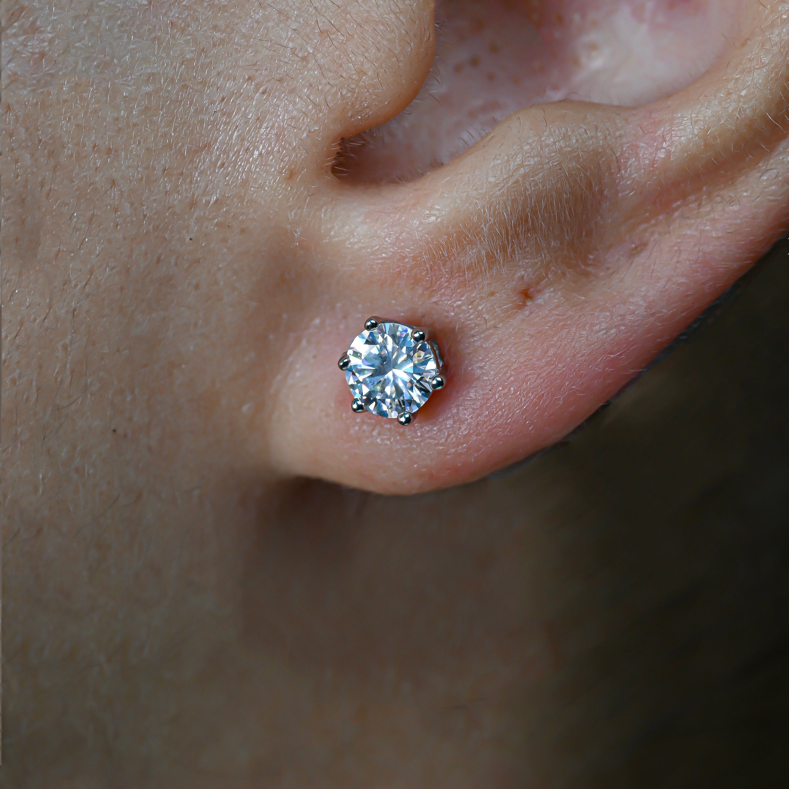 URSULA Round Cut Moissanite Stud Earrings – 0.5 Carat Each (5mm)