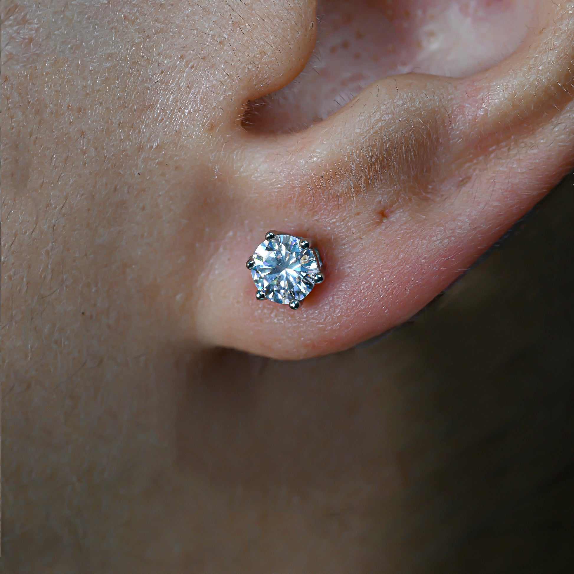 URSULA Round Cut Moissanite Stud Earrings – 0.5 Carat Each (5mm)