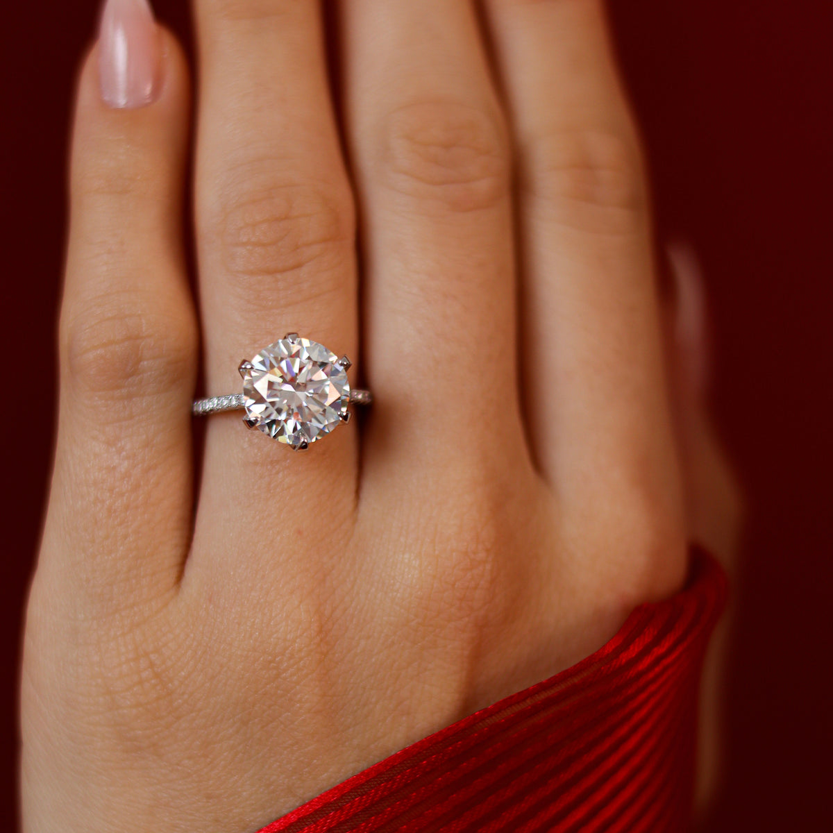 ANGELICA 5 Carat Round Brilliant Moissanite Ring in Sterling Silver