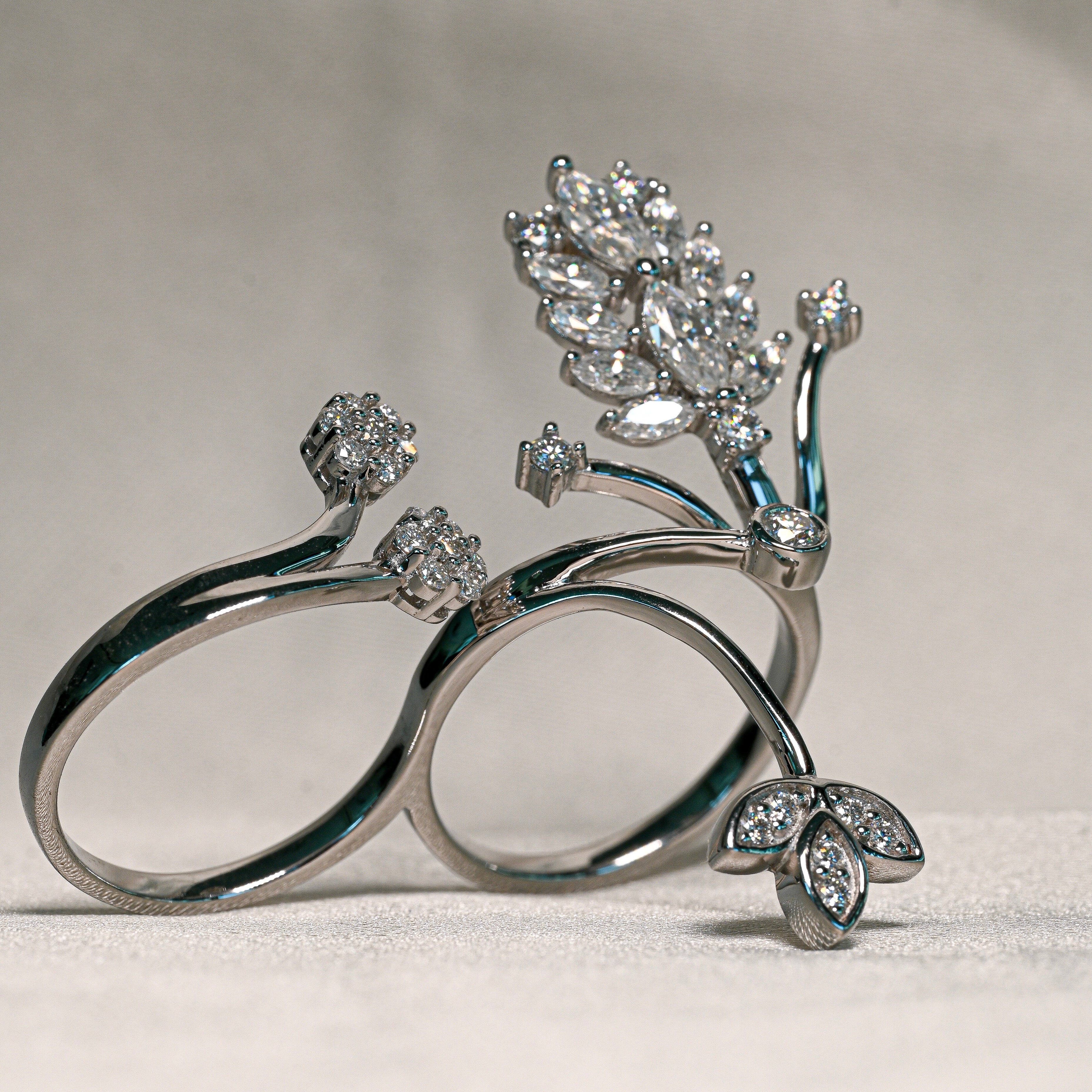 FLORAL Double  Moissanite Ring 0.3ct