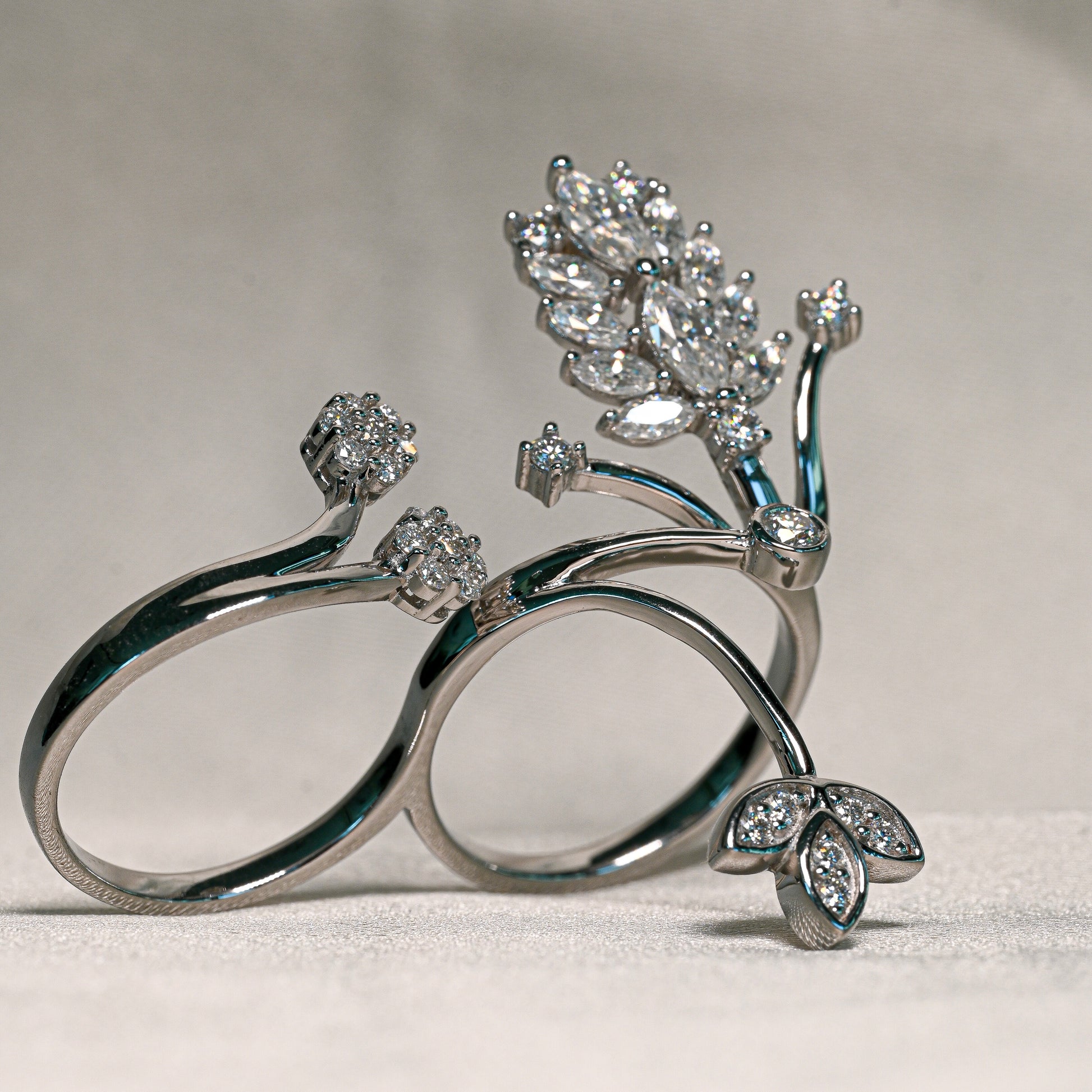 FLORAL Double  Moissanite Ring 0.3ct