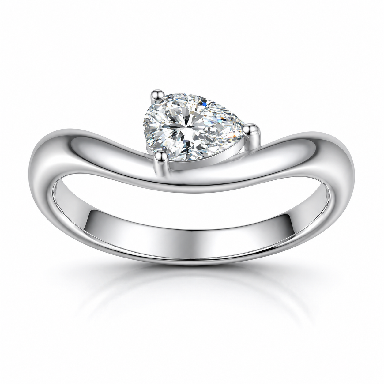 ROMANA 0.5 Carat Pear-Cut Moissanite Ring in Sterling Silver