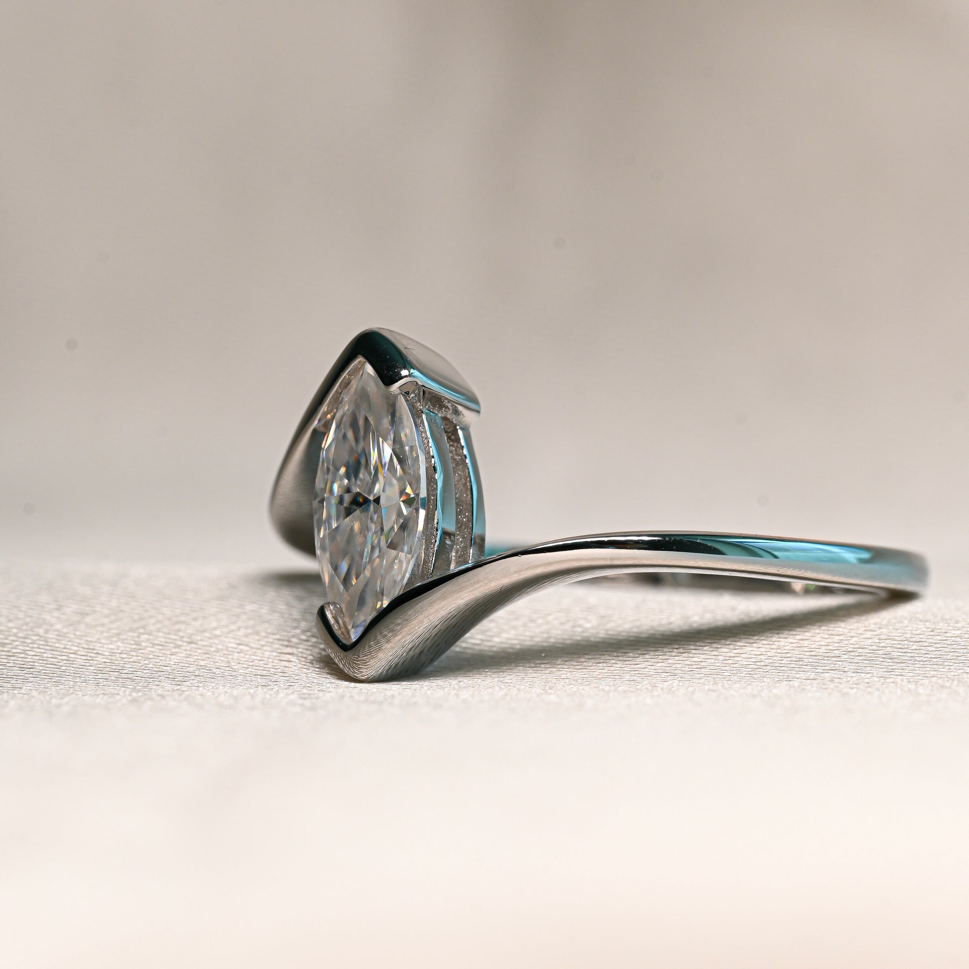 ERIKA 1 Carat Marquise-Cut Moissanite Ring in Sterling Silver