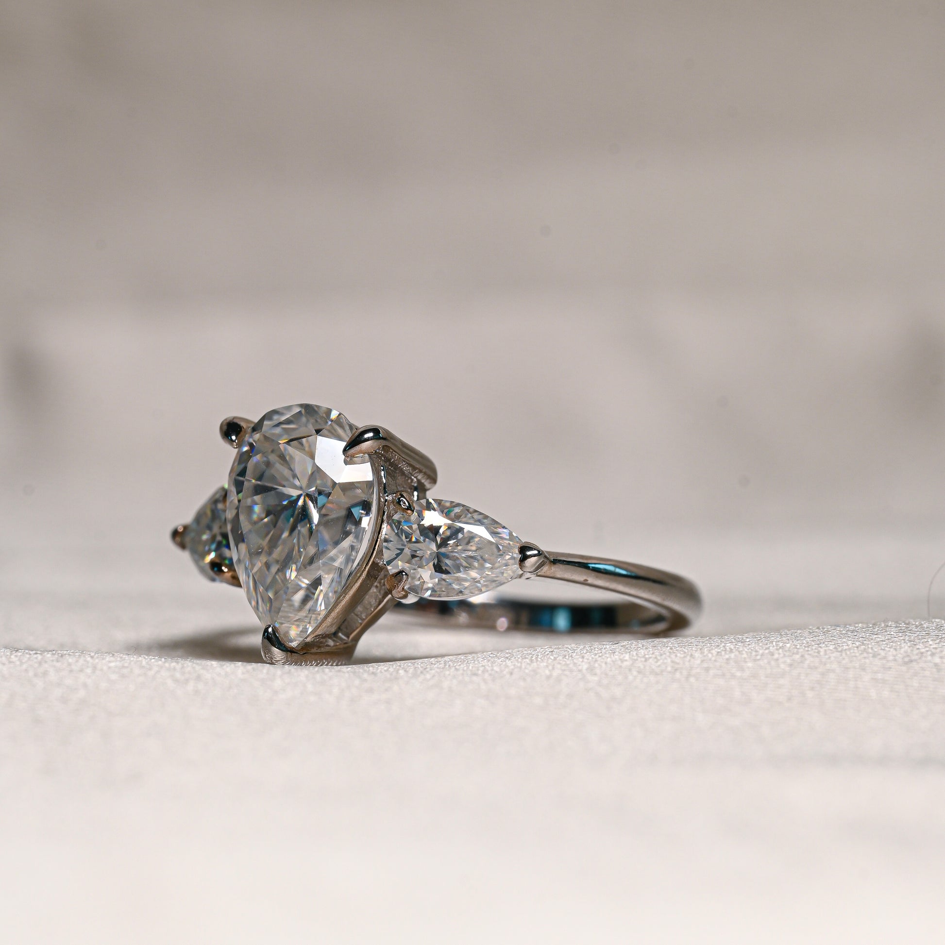 NAIMA 2 Carat Pear-Cut Moissanite Ring in Sterling Silver