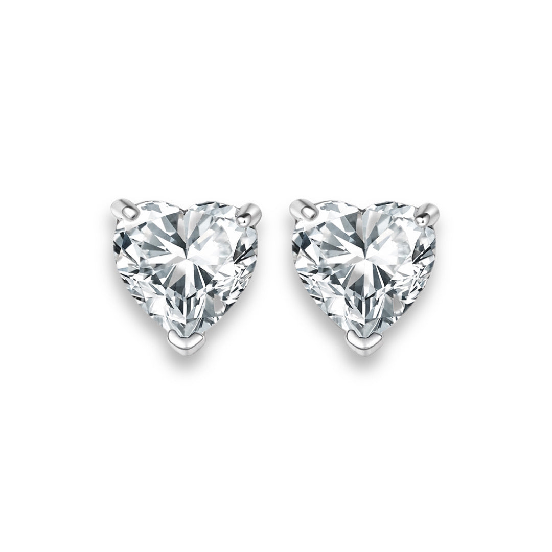 ADORE Heart Cut Moissanite Stud Earrings – 1 Carat Each (6.5mm)