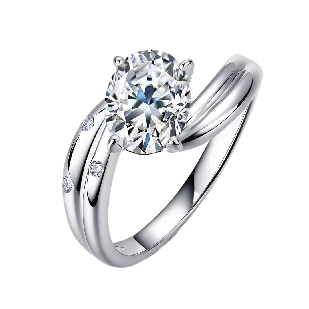 BRIELLE 2 Carat Oval Moissanite Ring in Sterling Silver