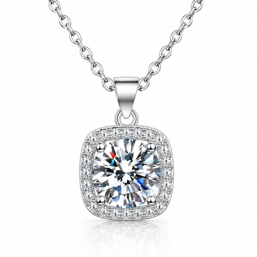 IRIS 2ct Round Cut  Moissanite Necklace in Sterling Silver