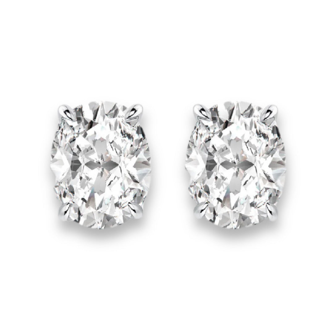 CAMILA Oval Cut Moissanite Stud Earrings – 3 Carat Each