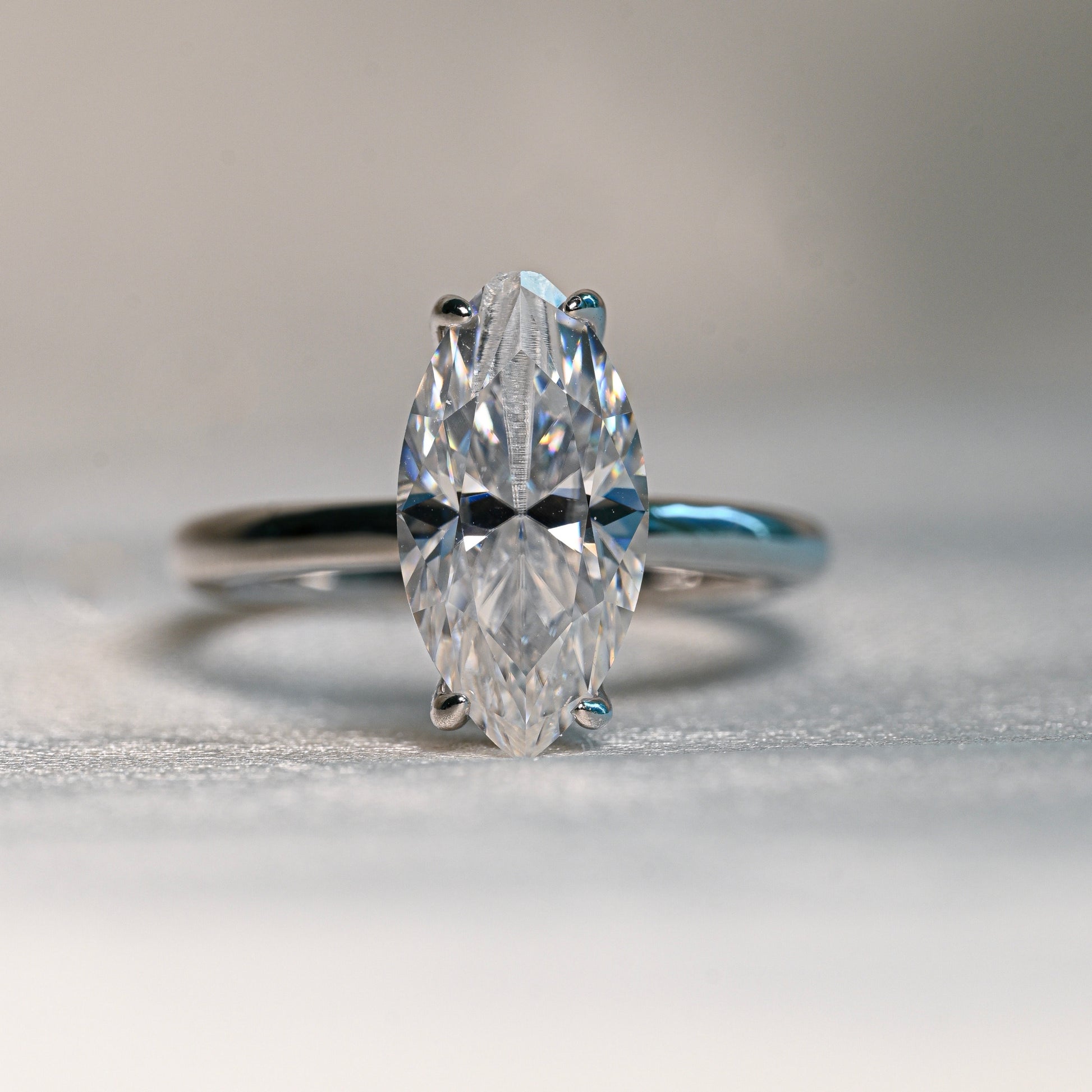 MARIA 3 Carat Marquise Cut Moissanite Ring set in Sterling Silver
