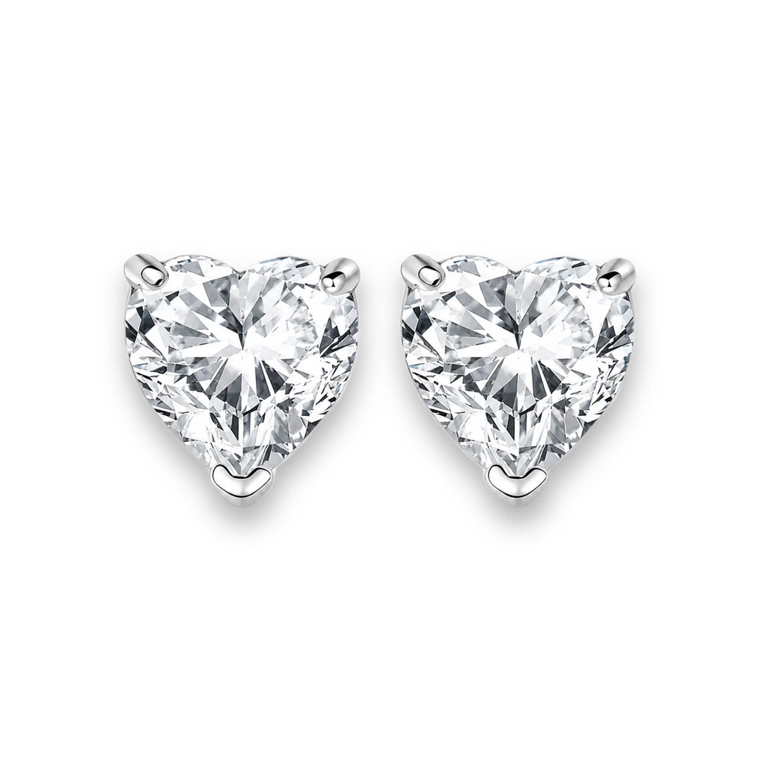 LOVE Heart Cut Moissanite Stud Earrings – 2 Carat Each (8mm)