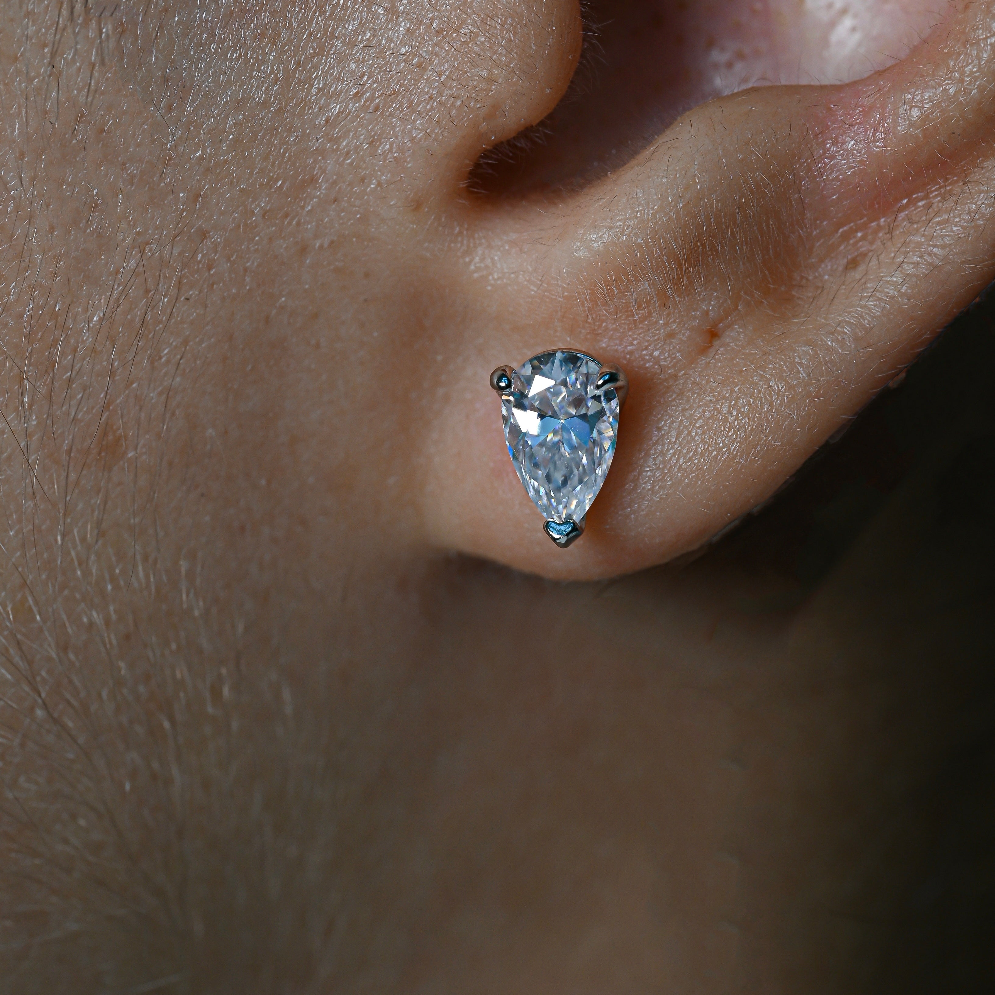 MARINA Pear Cut Moissanite Stud Earrings – 1 Carat Each
