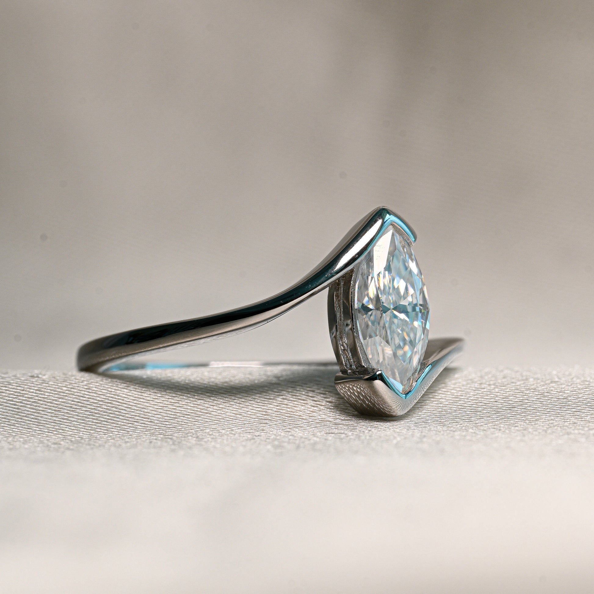 ERIKA 1 Carat Marquise-Cut Moissanite Ring in Sterling Silver