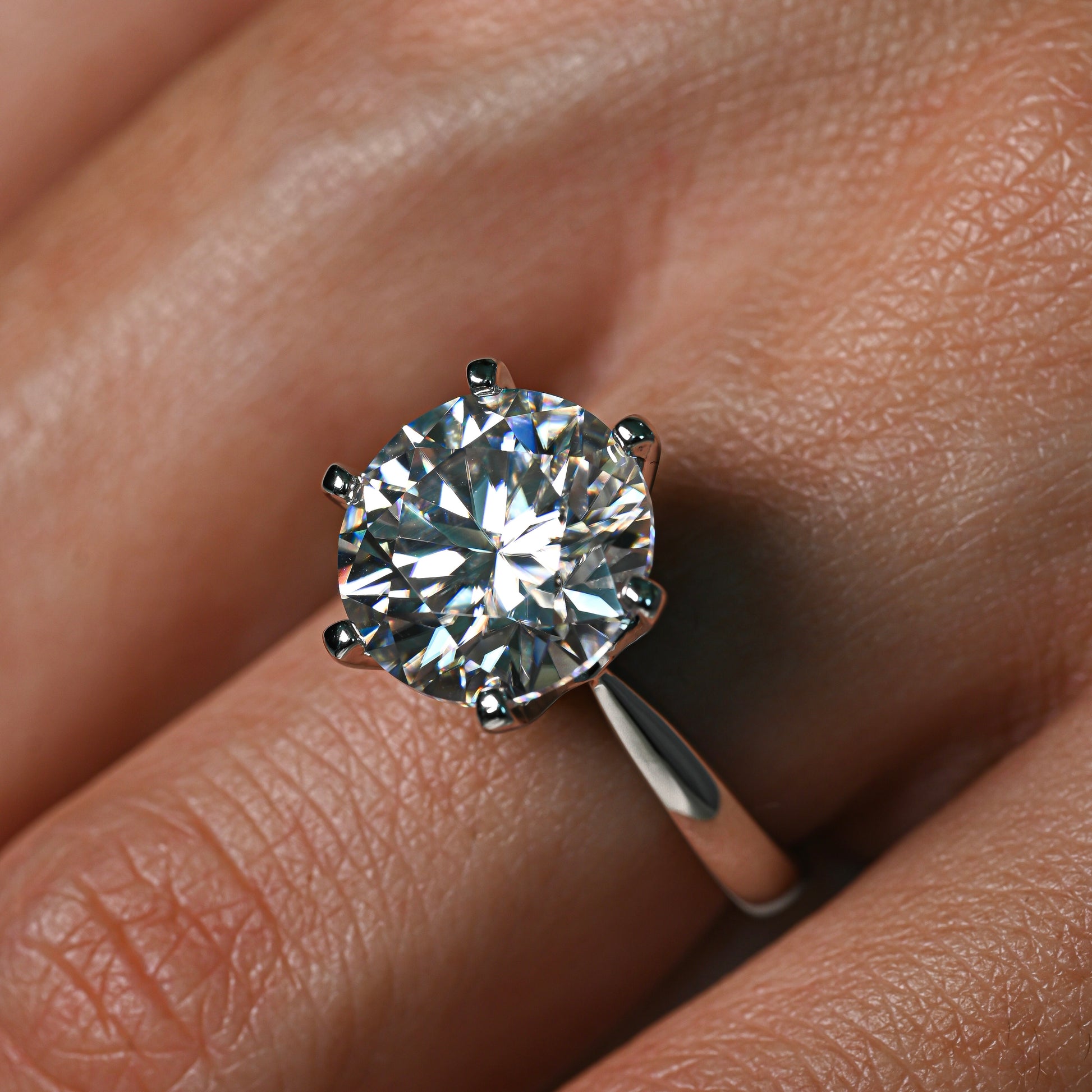 CAROL 5 Carat Round Brilliant Moissanite Ring in Sterling Silver