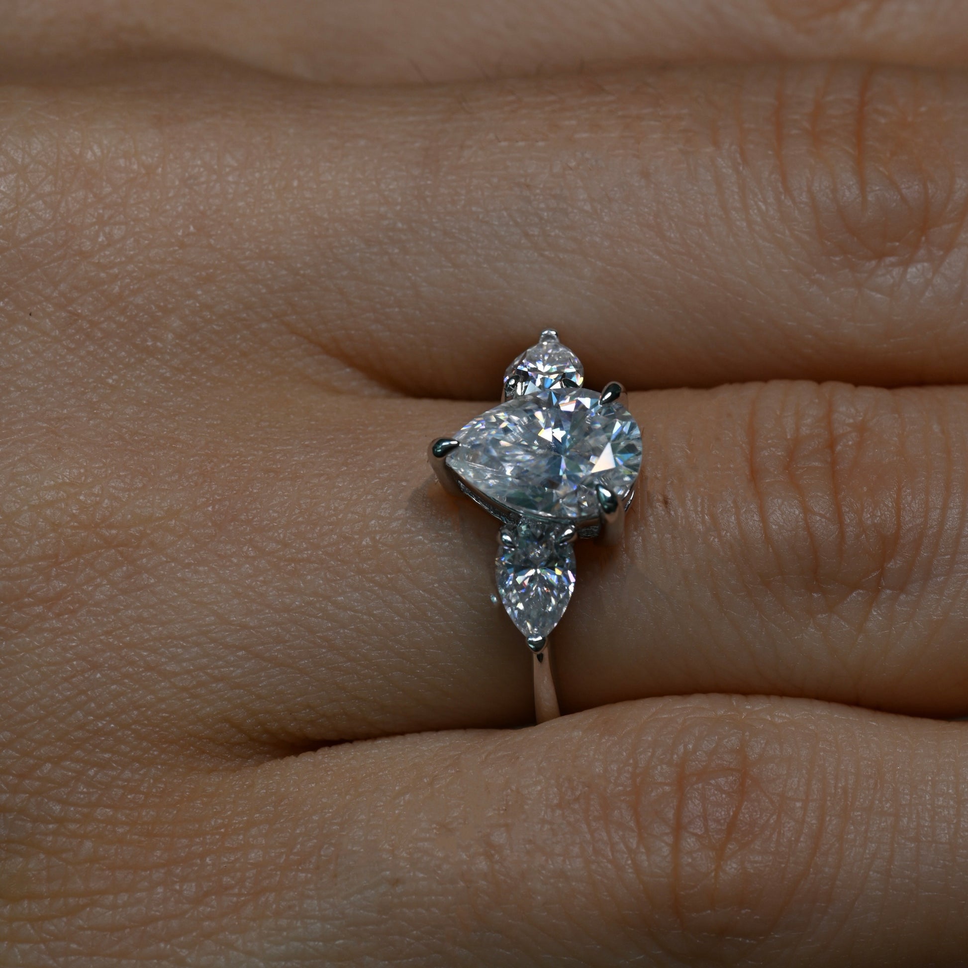 NAIMA 2 Carat Pear-Cut Moissanite Ring in Sterling Silver