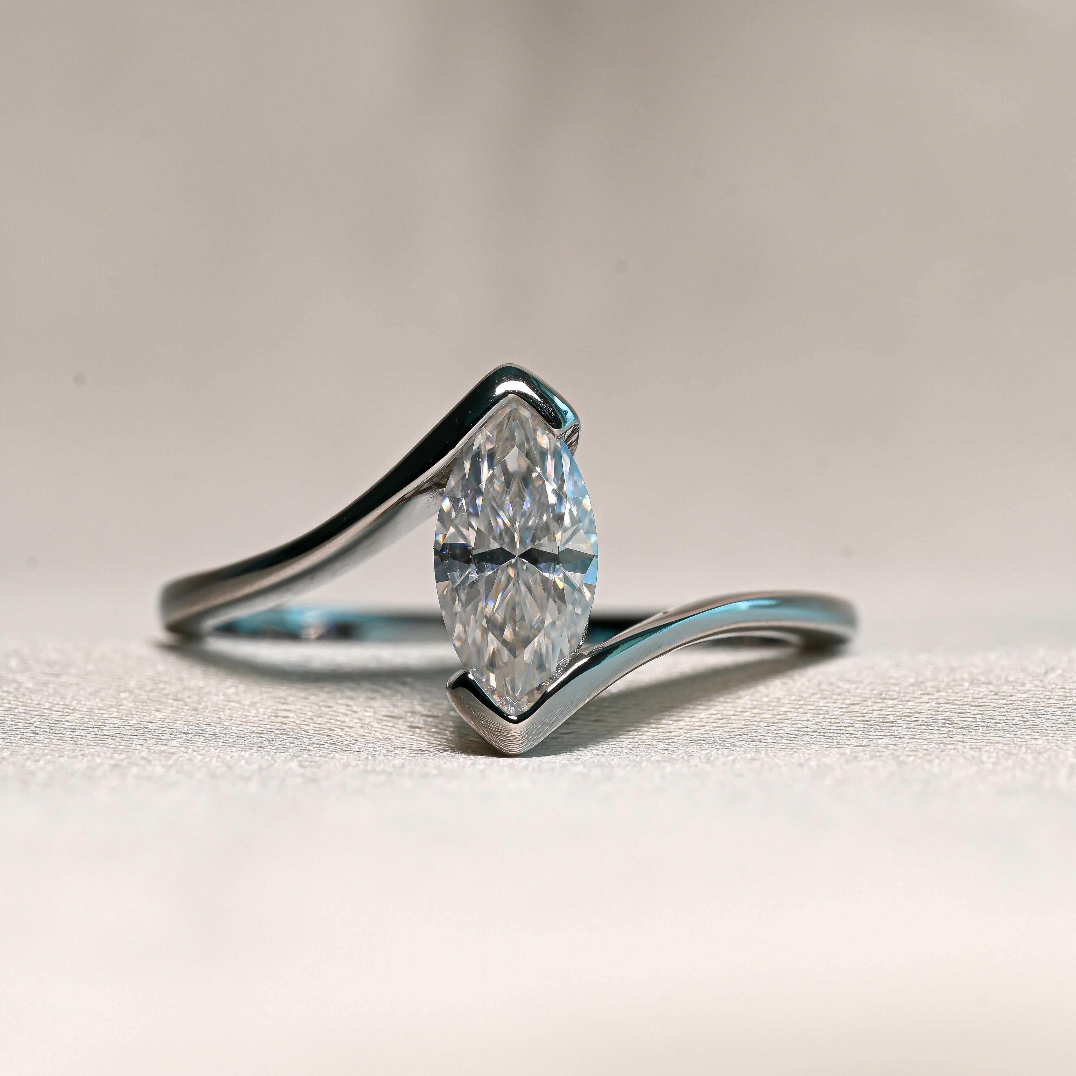 ERIKA 1 Carat Marquise-Cut Moissanite Ring in Sterling Silver