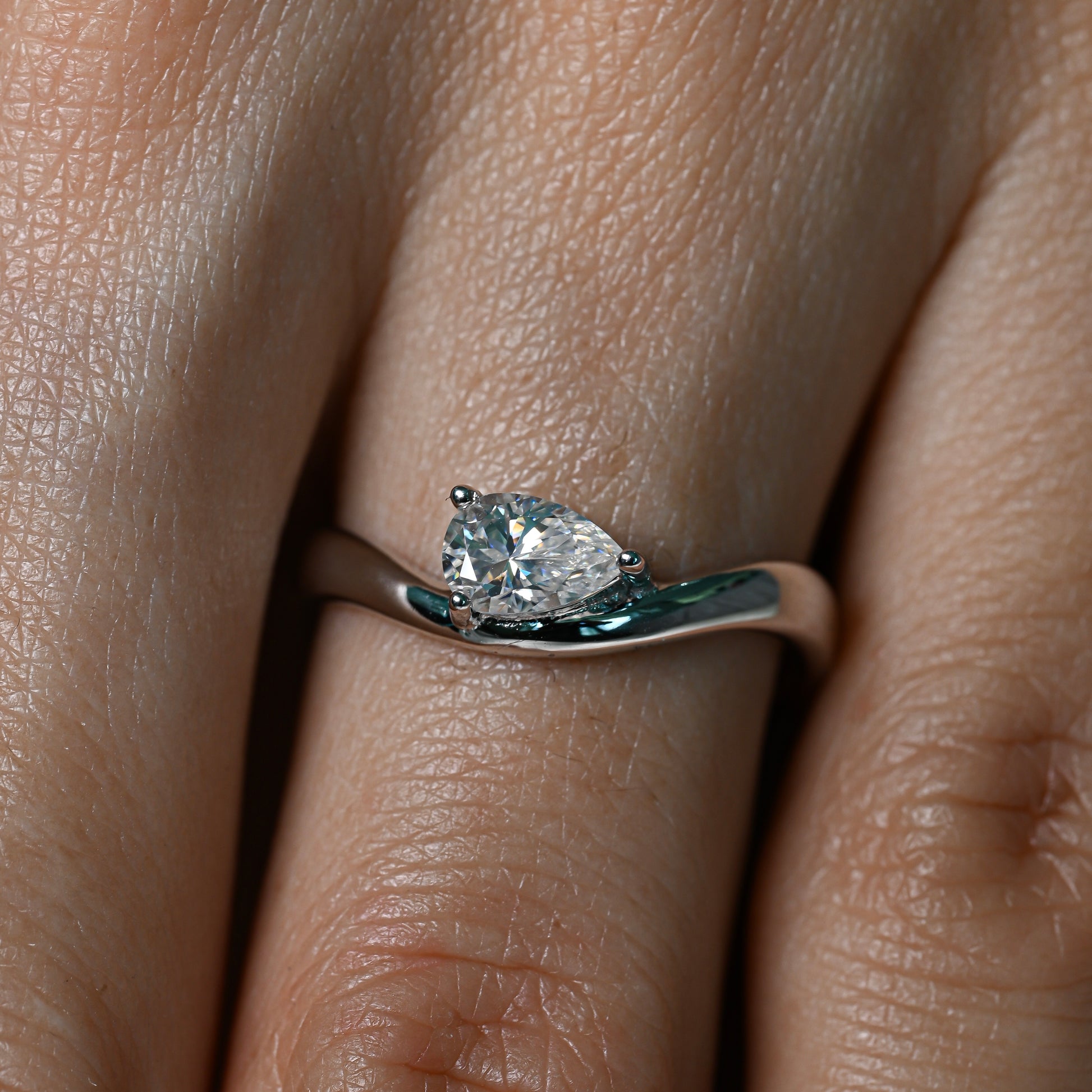 ROMANA 0.5 Carat Pear-Cut Moissanite Ring in Sterling Silver