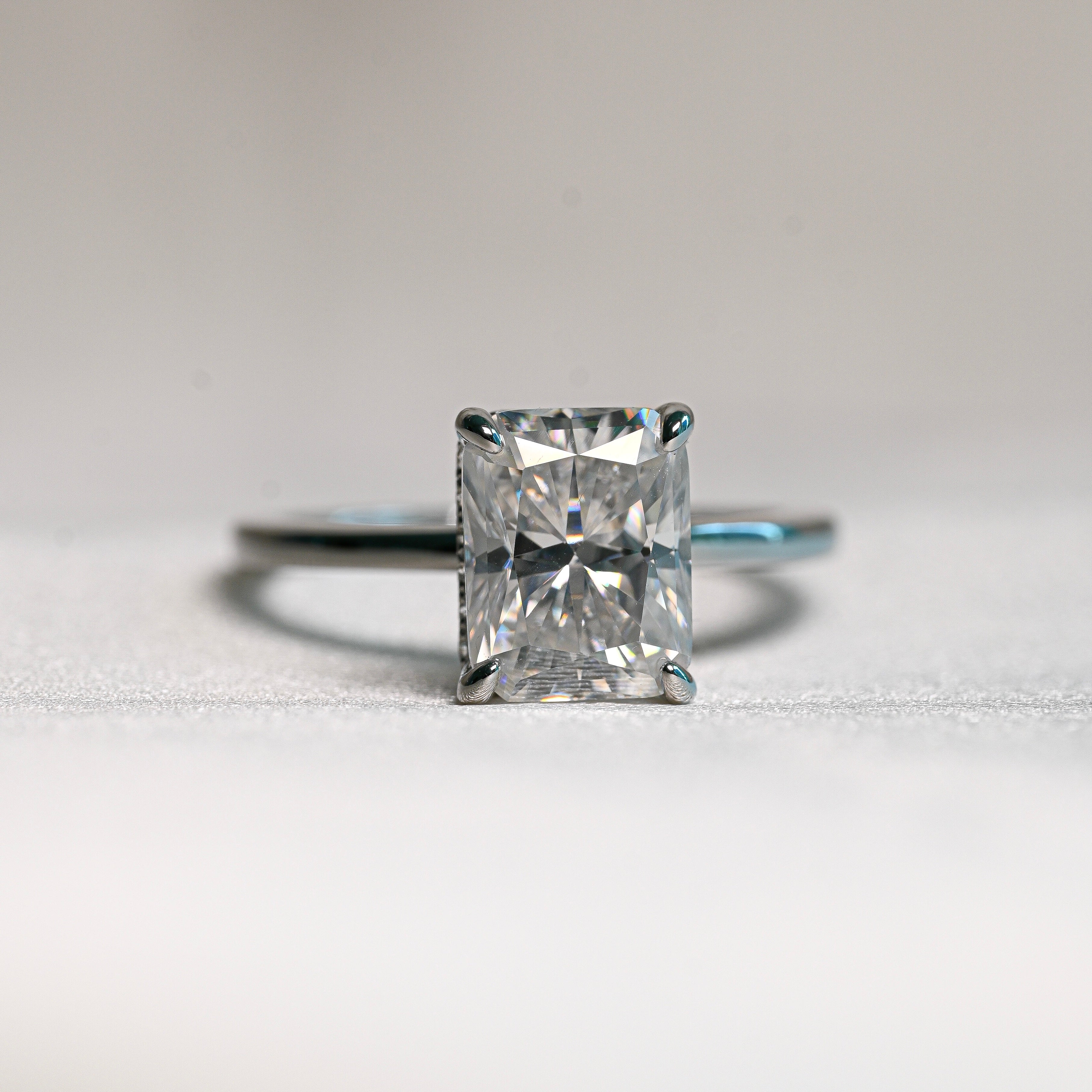 AGATA 3 Carat Radiant-Cut Moissanite Ring in Sterling Silver