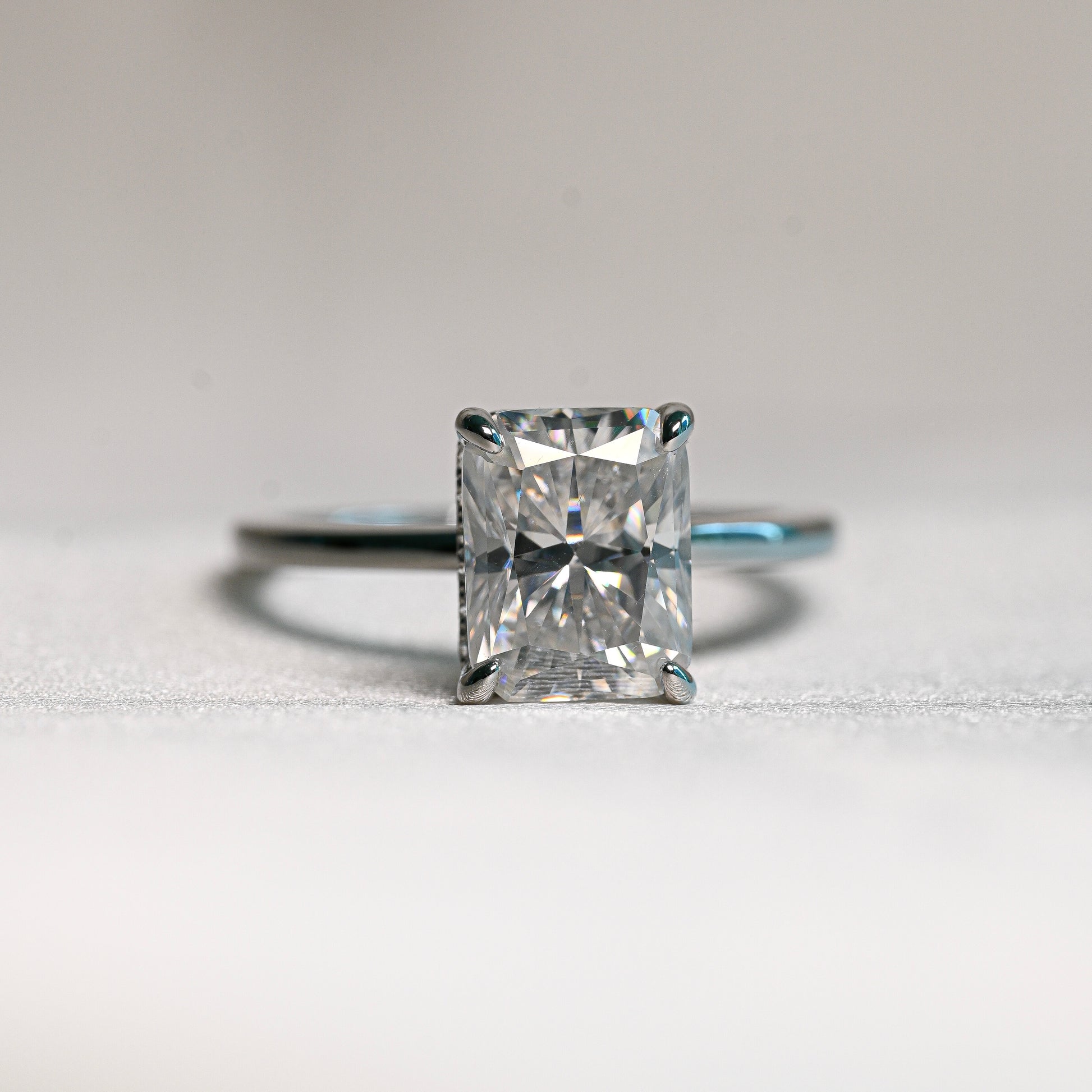 AGATA 3 Carat Radiant-Cut Moissanite Ring in Sterling Silver