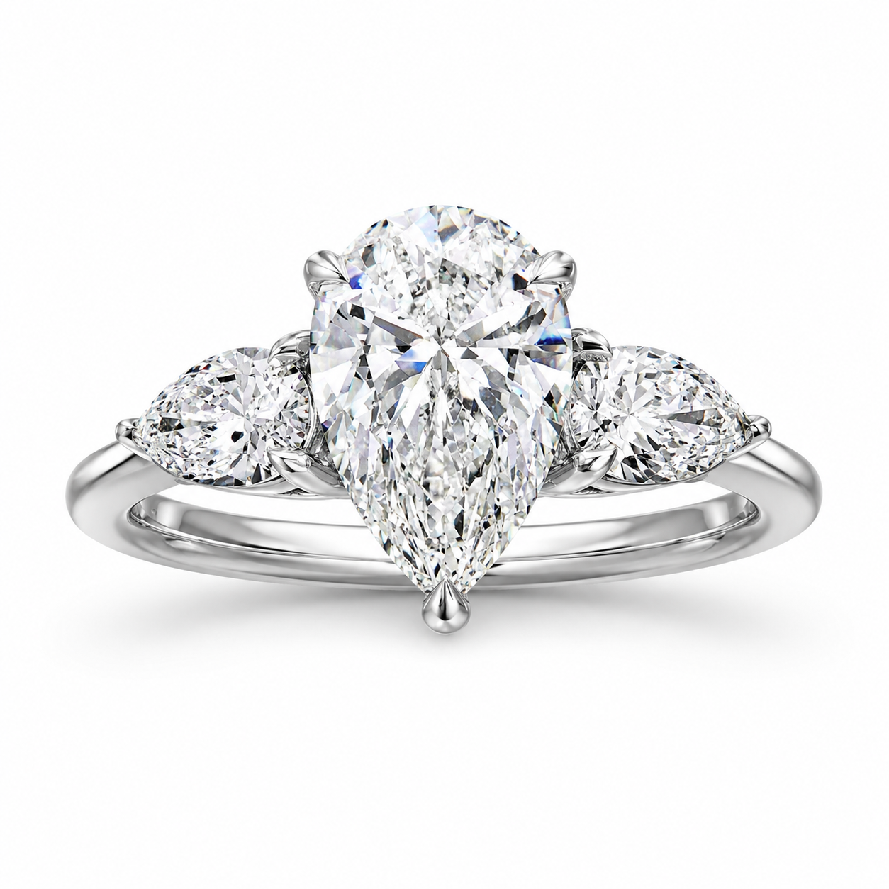 NAIMA 2 Carat Pear-Cut Moissanite Ring in Sterling Silver