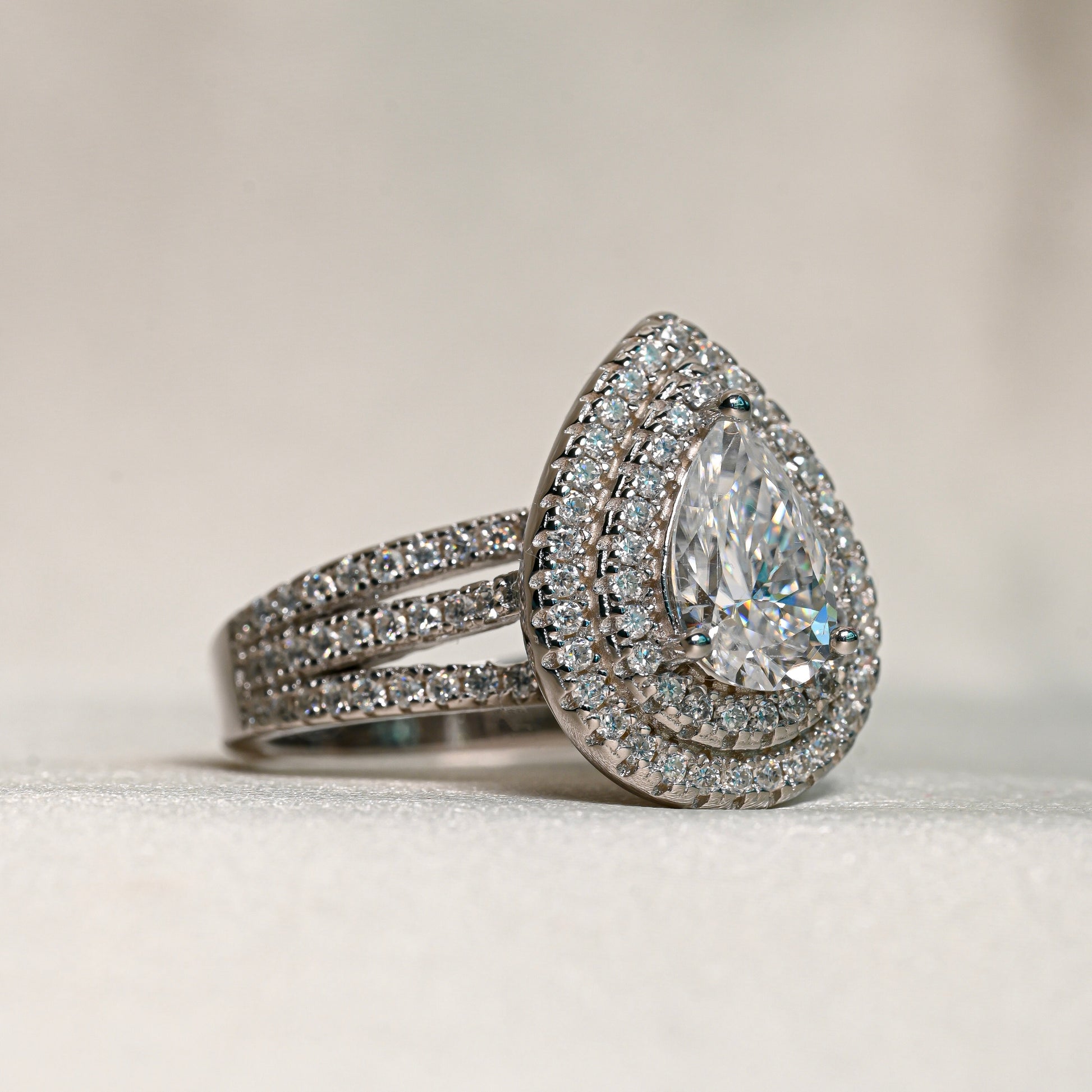 TAHIRA 1.5 Carat Pear-Cut Moissanite Ring Set in Sterling Silver